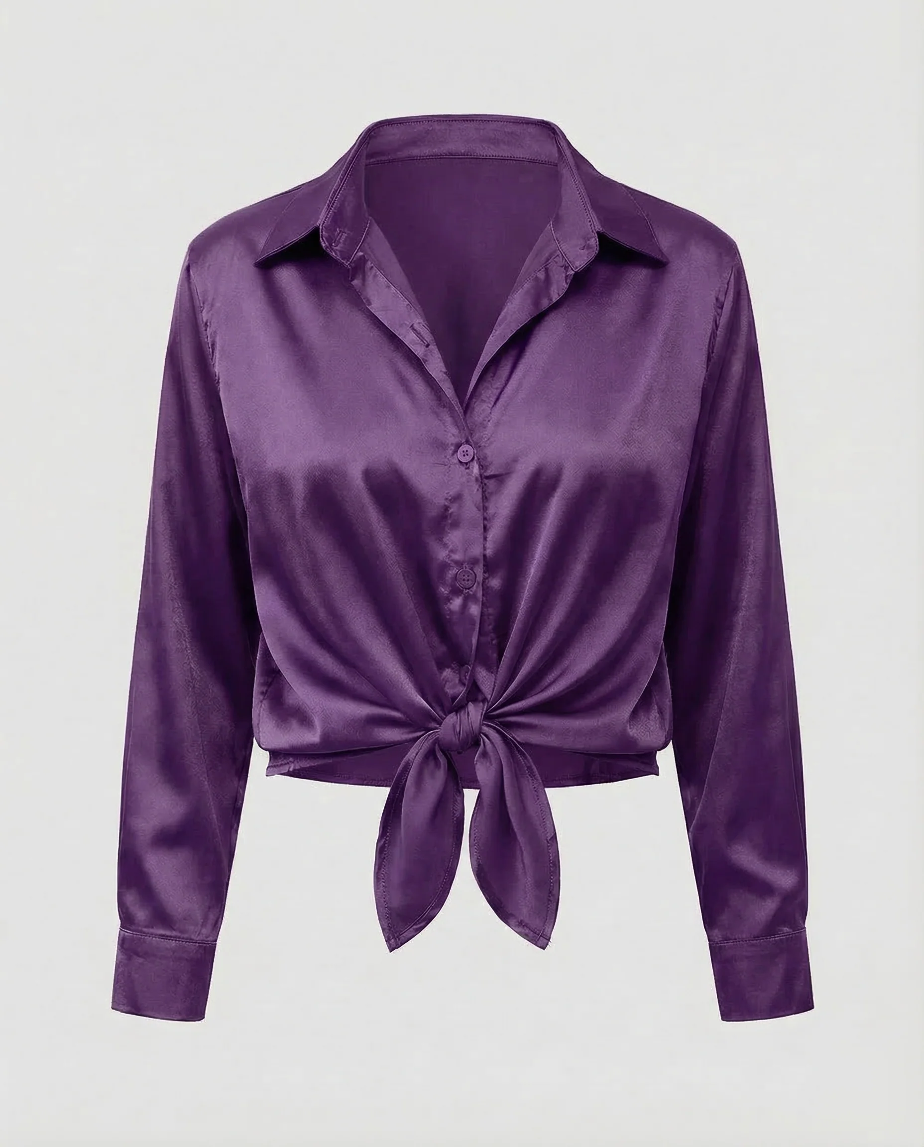 Damen Satinbluse Knoten - Image 10