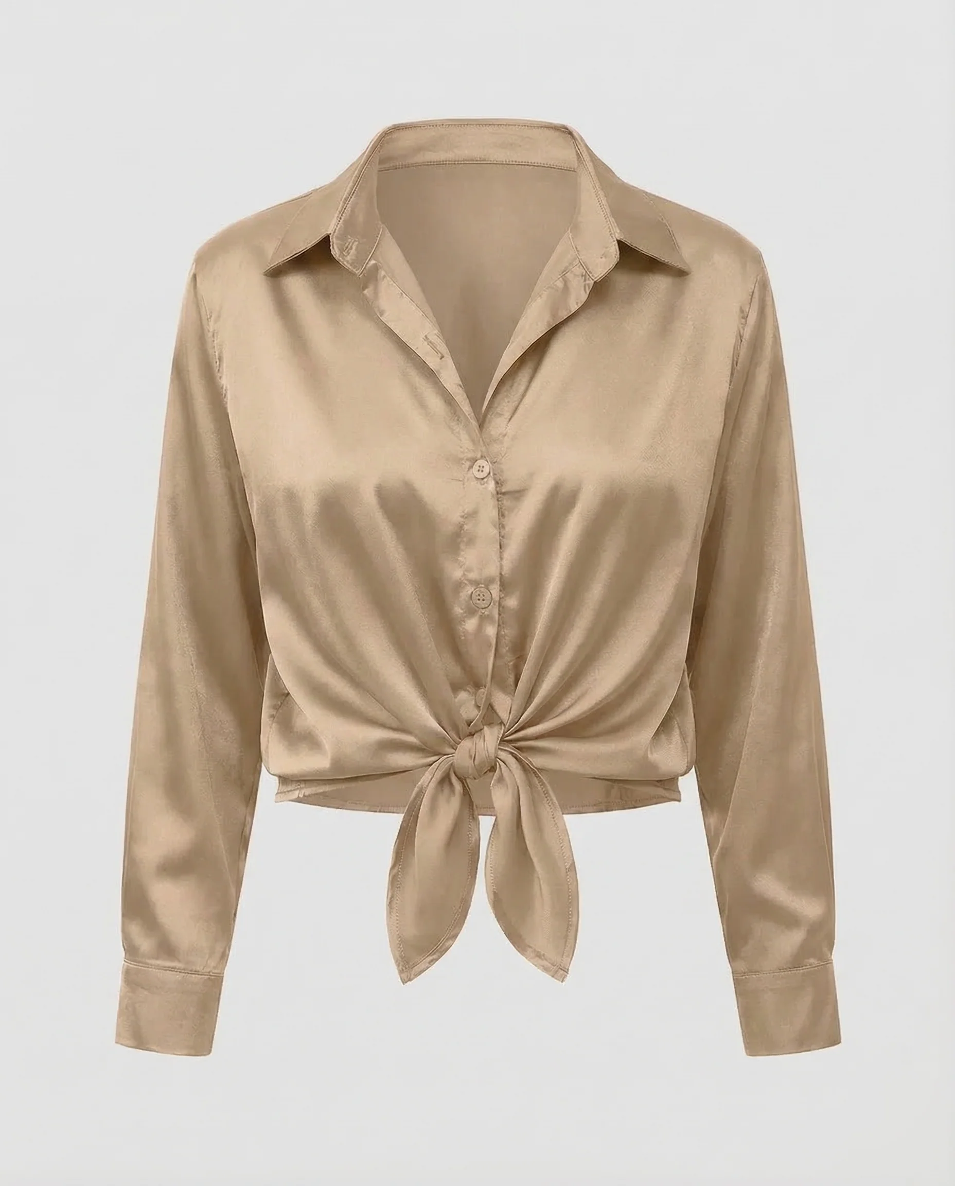 Damen Satinbluse Knoten - Image 11