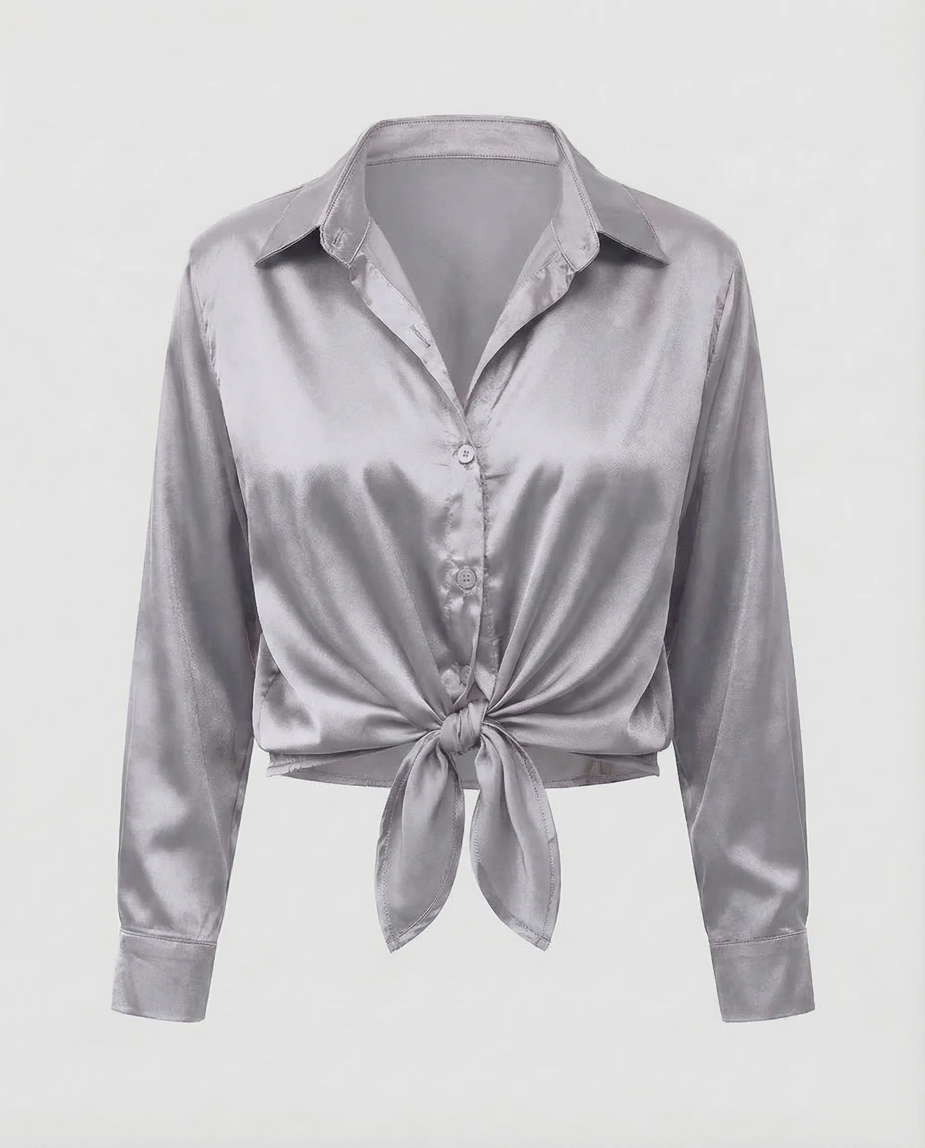 Damen Satinbluse Knoten - Image 12
