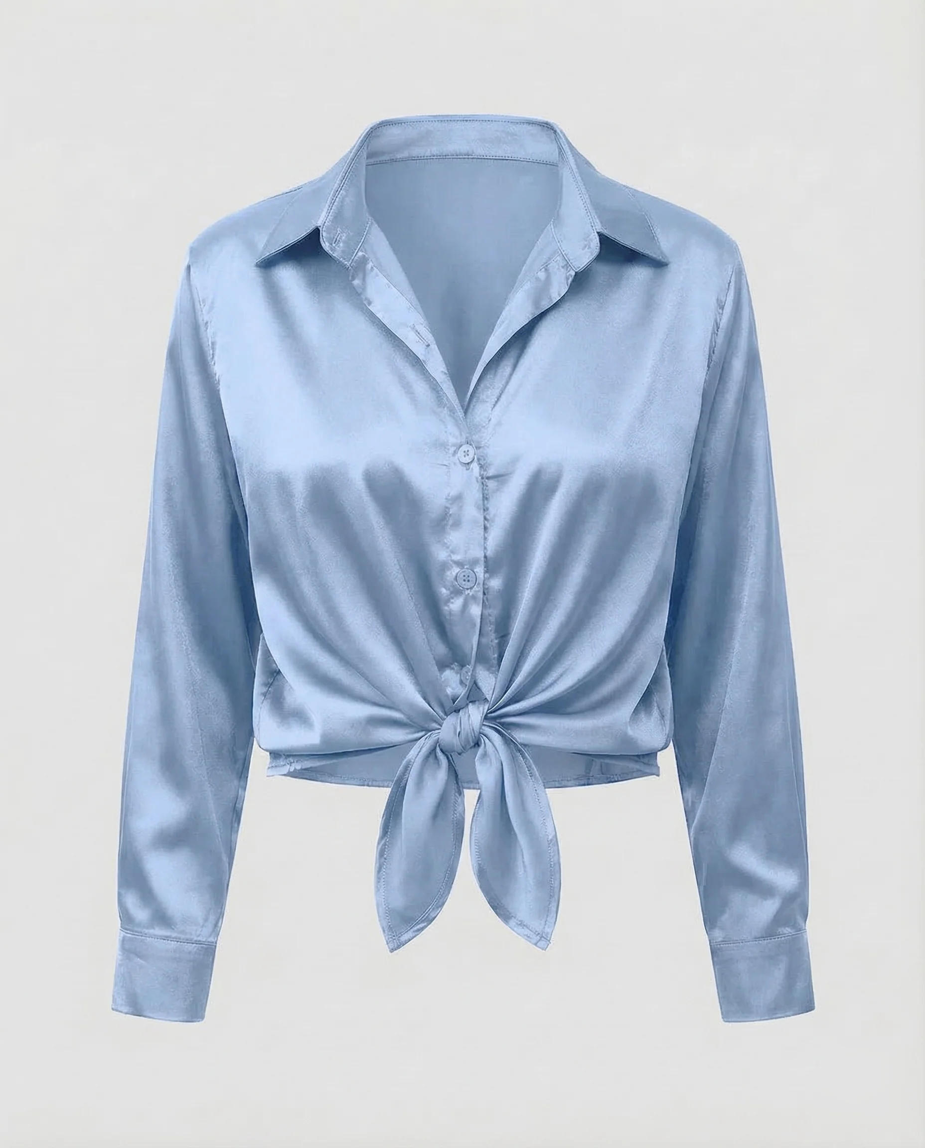 Damen Satinbluse Knoten - Image 13
