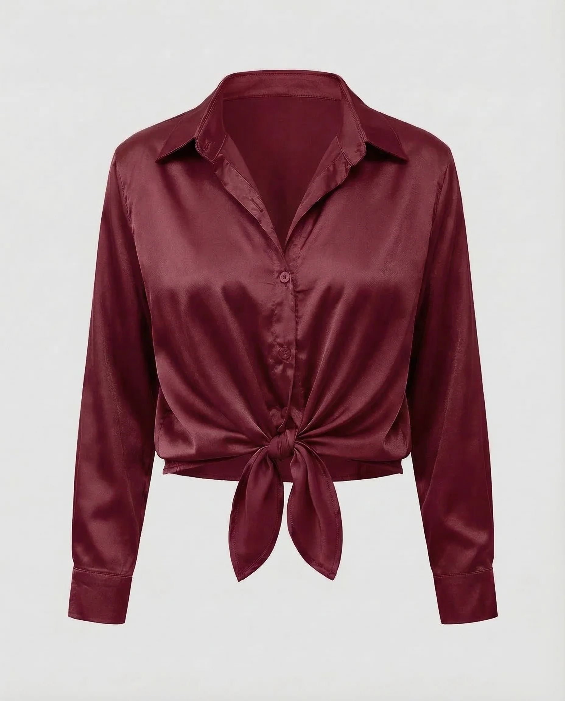 Damen Satinbluse Knoten - Image 14