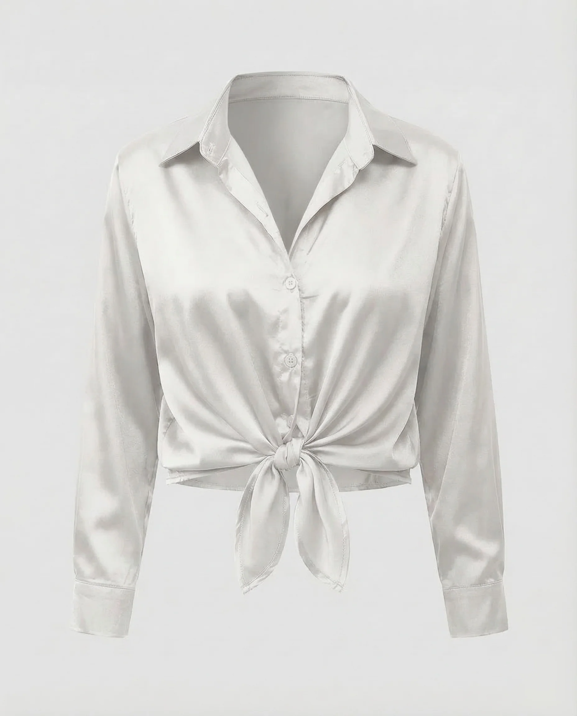 Damen Satinbluse Knoten - Image 15