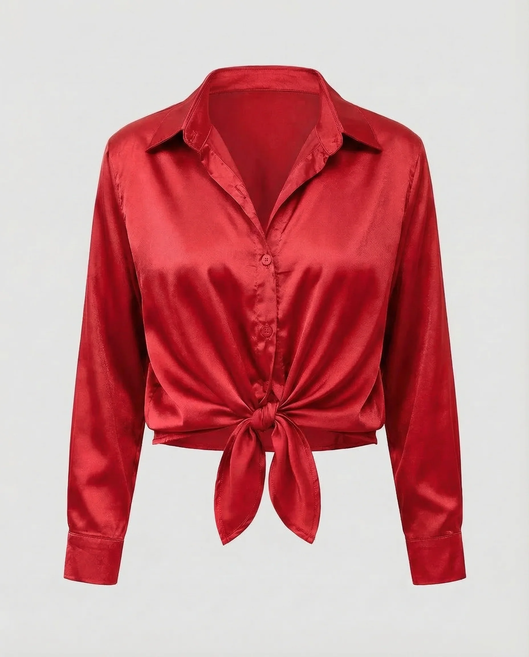 Damen Satinbluse Knoten - Image 16