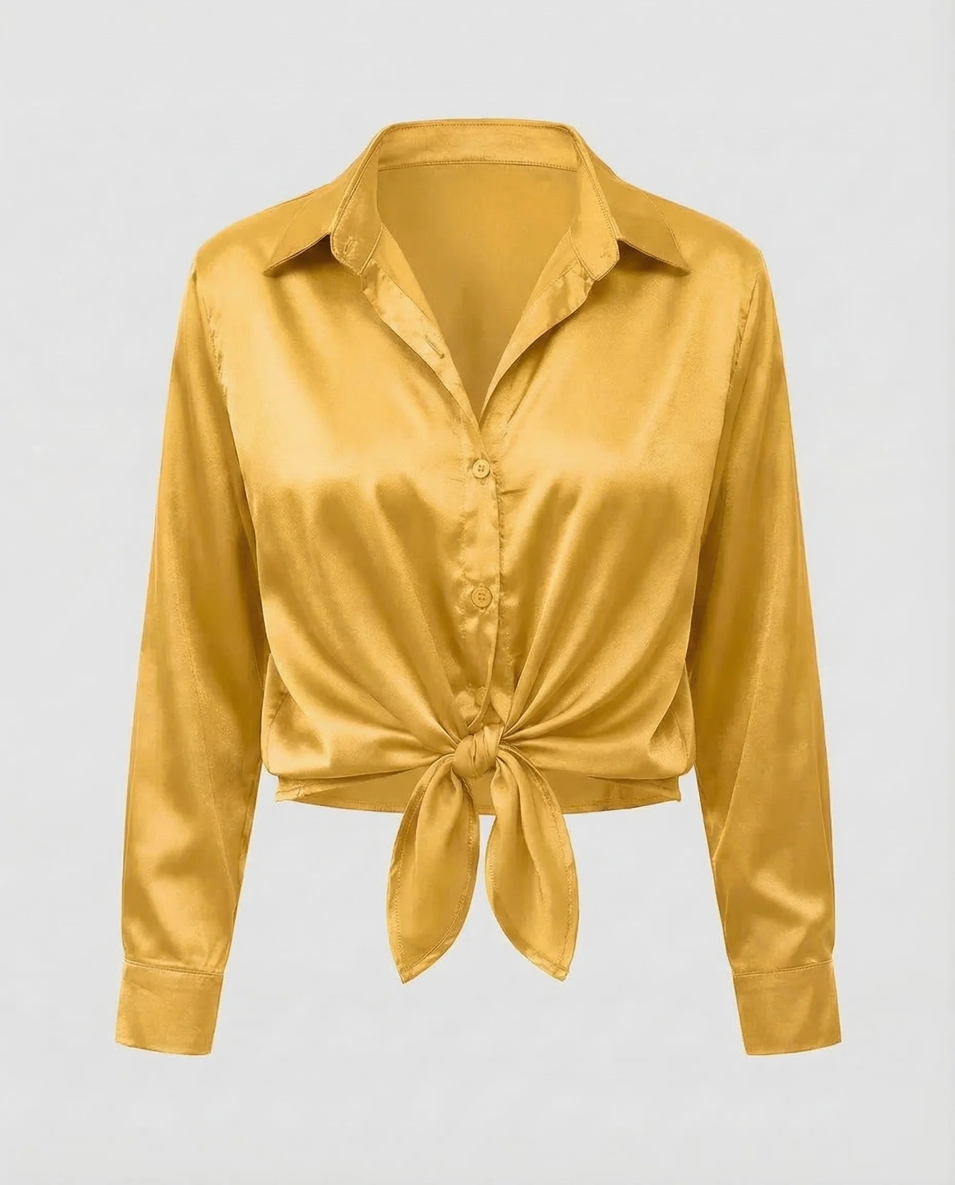 Damen Satinbluse Knoten - Image 17