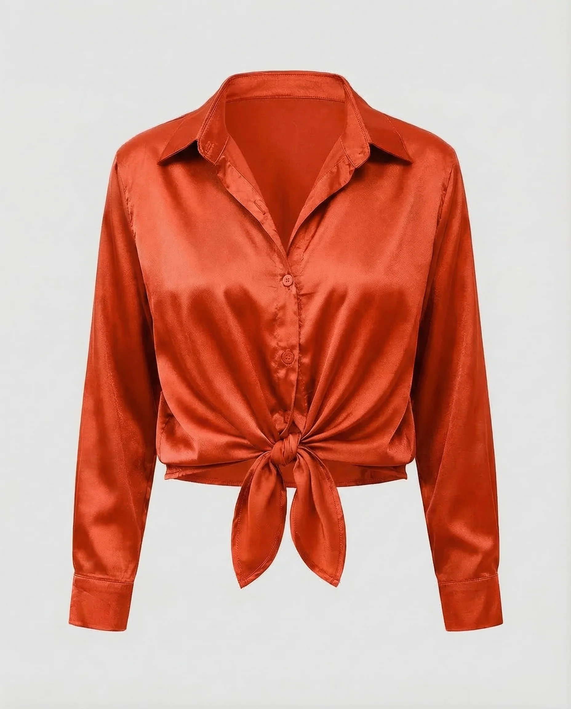 Damen Satinbluse Knoten - Image 18