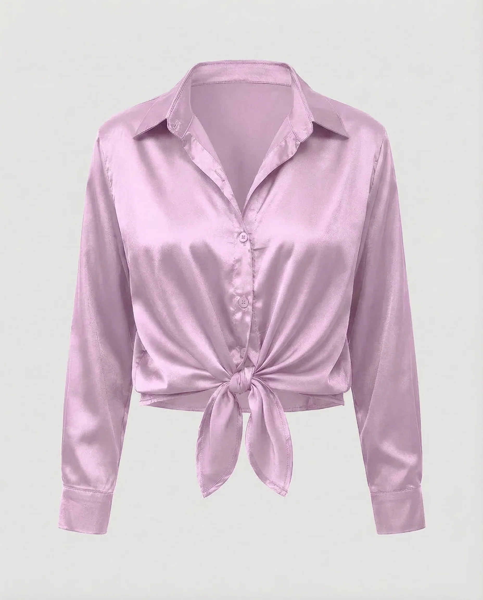Damen Satinbluse Knoten - Image 19