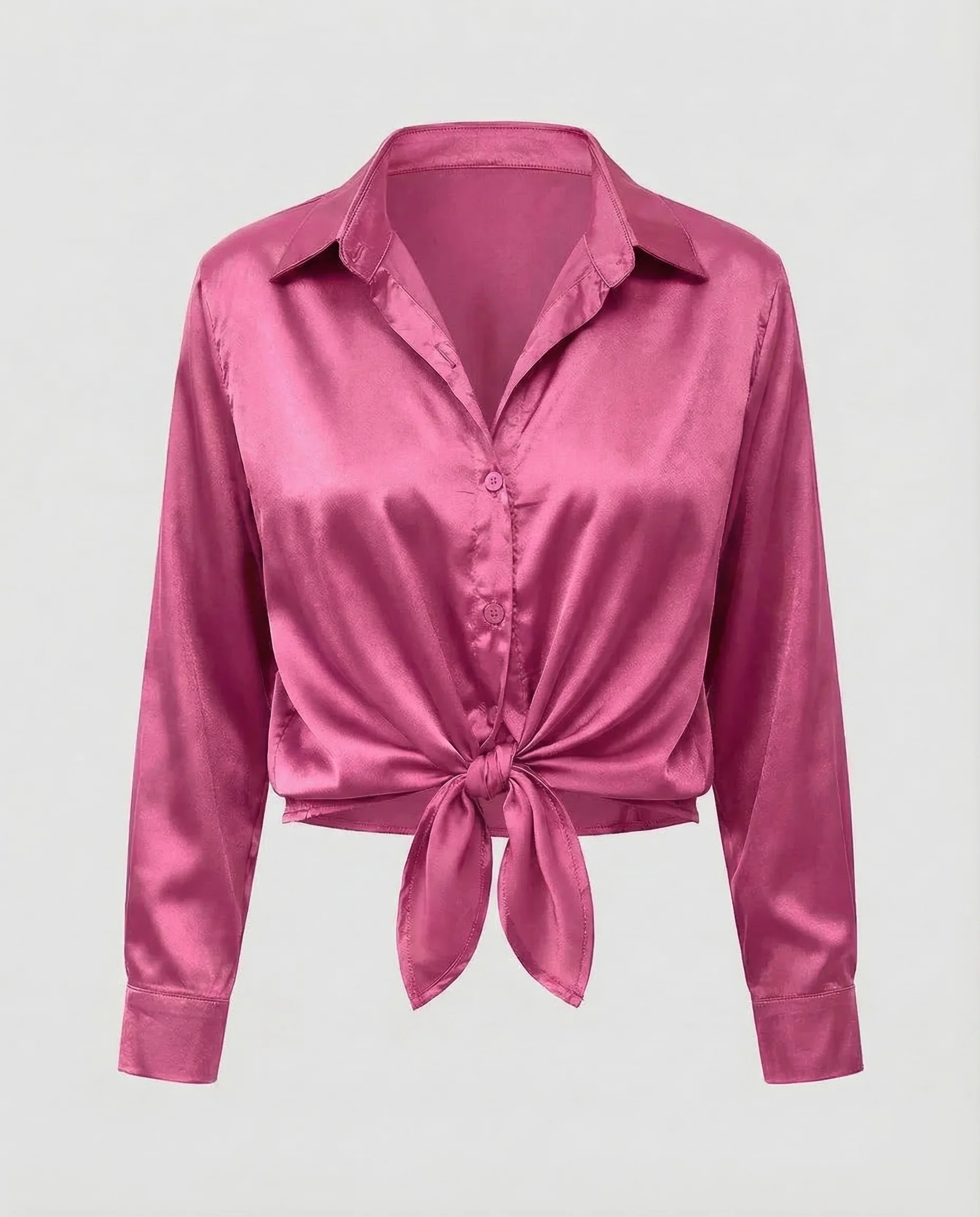 Damen Satinbluse Knoten - Image 20