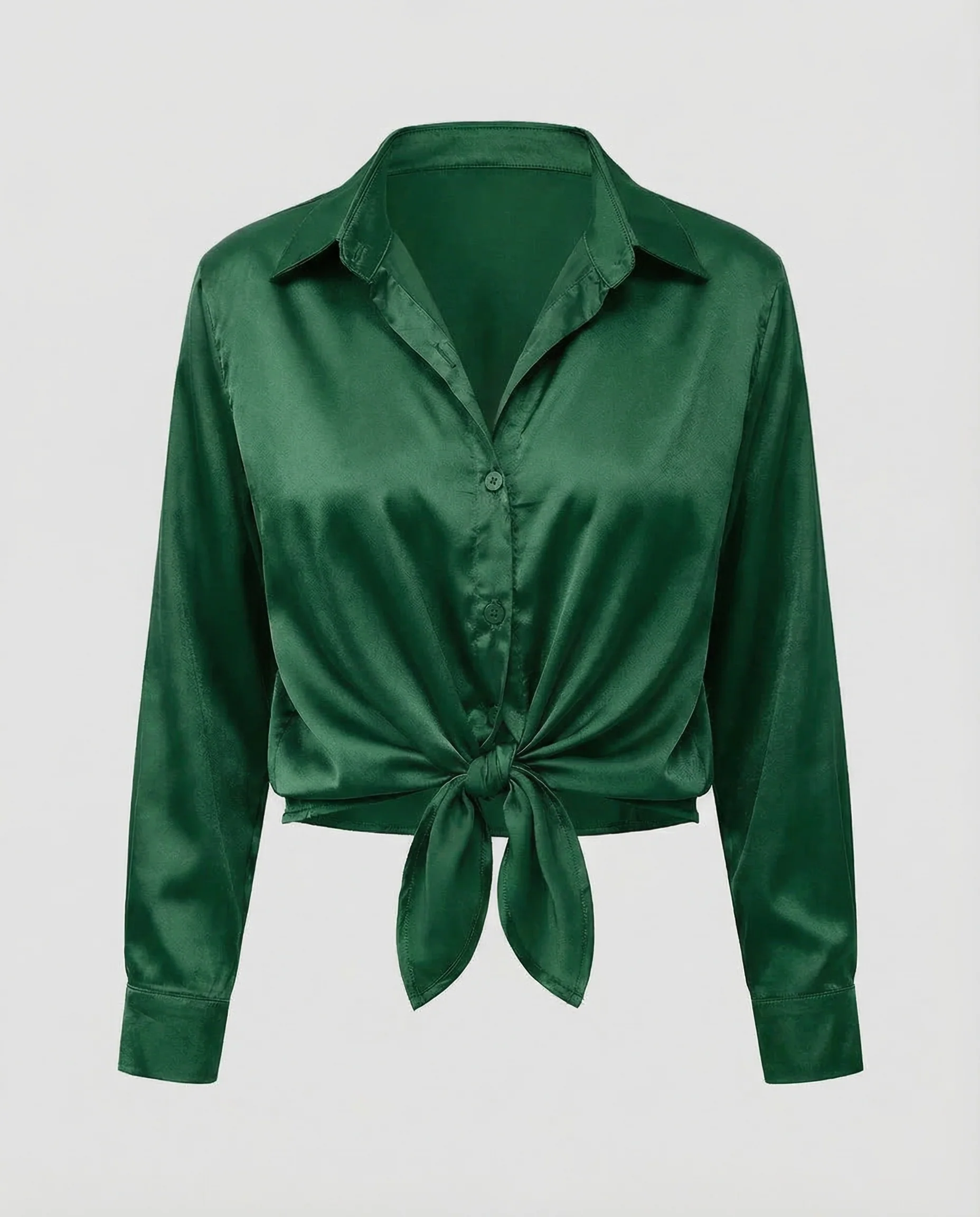Damen Satinbluse Knoten - Image 21