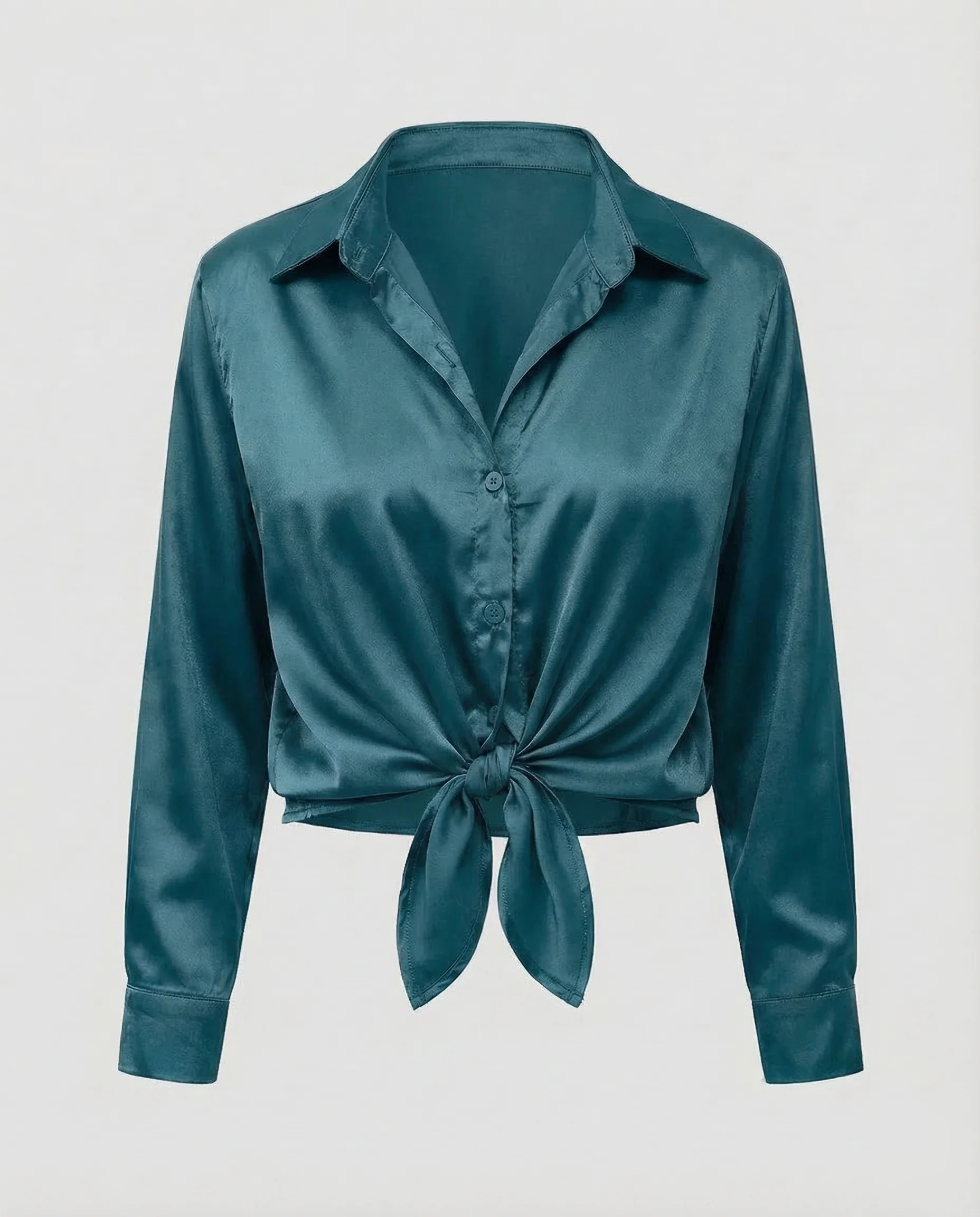 Damen Satinbluse Knoten - Image 22