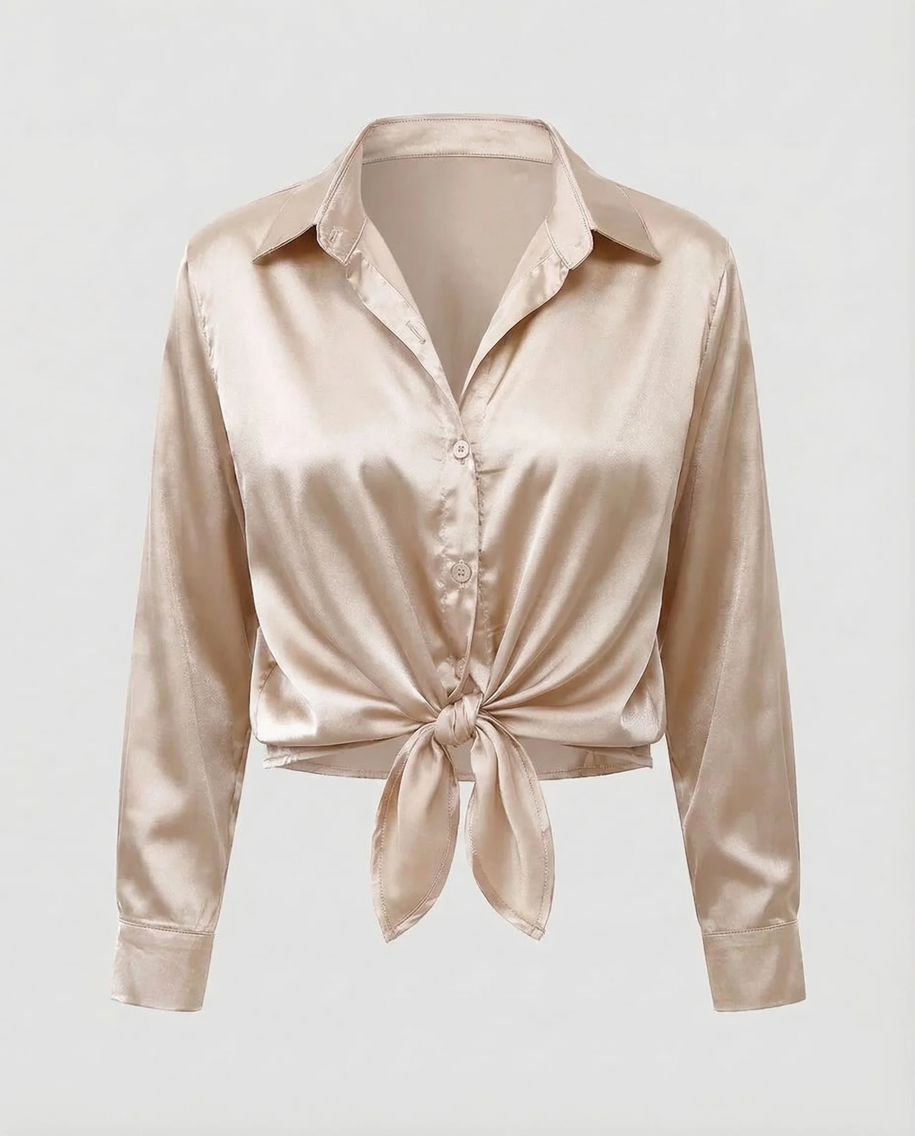 Damen Satinbluse Knoten - Image 23
