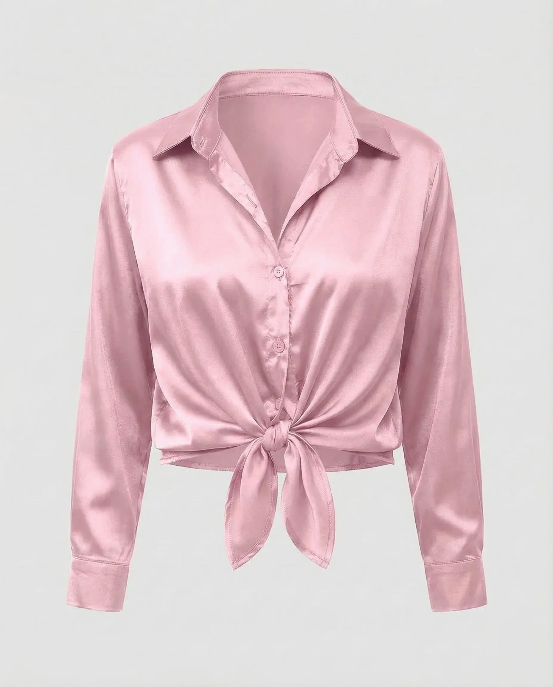Damen Satinbluse Knoten - Image 24
