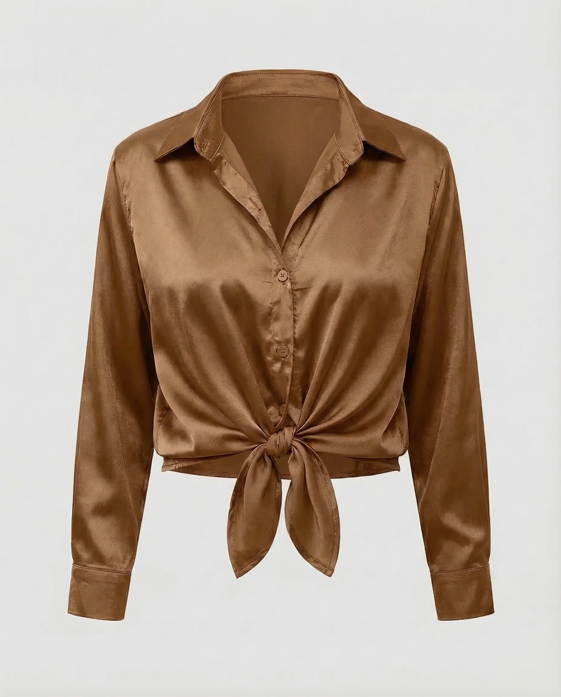 Damen Satinbluse Knoten - Image 25