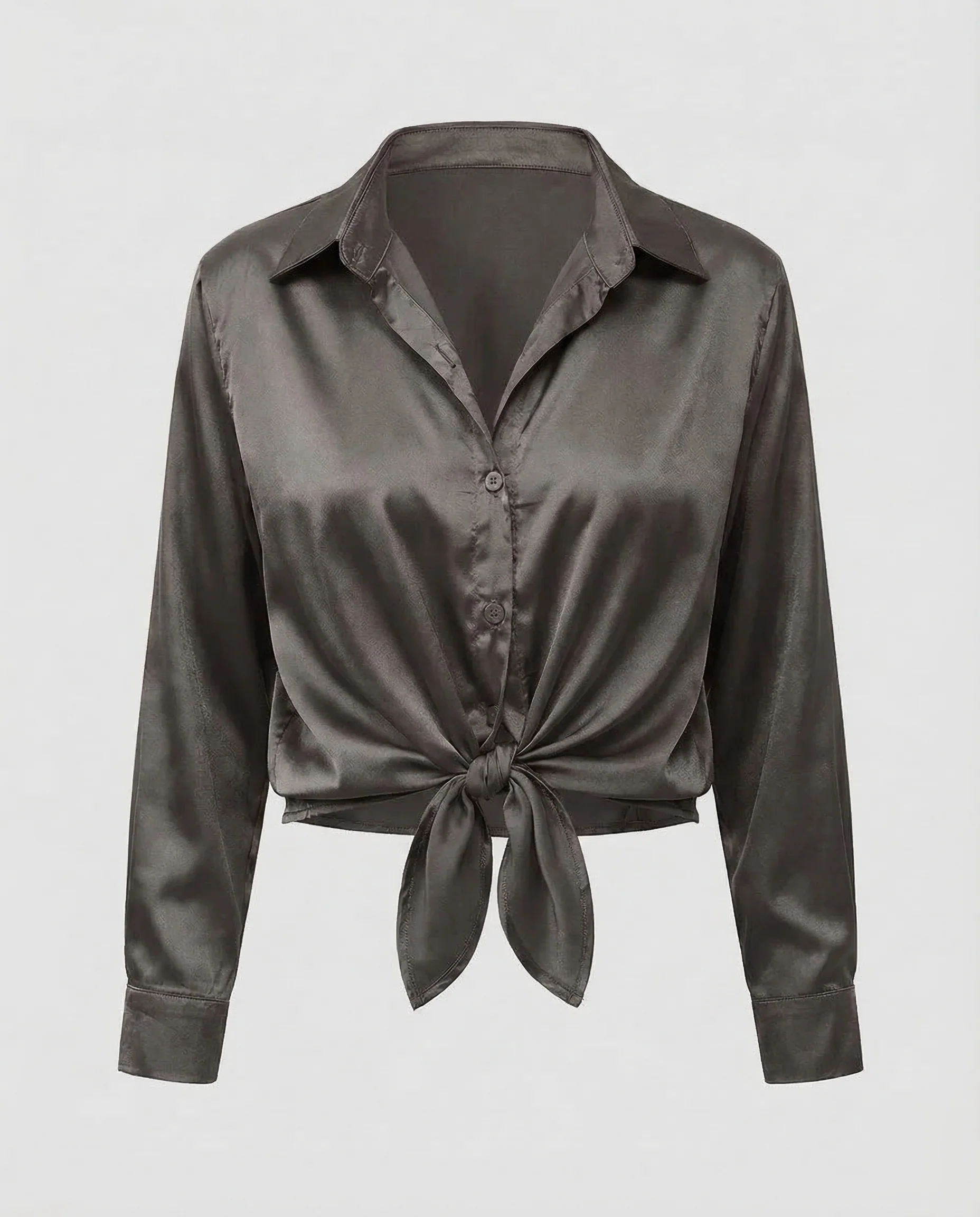 Damen Satinbluse Knoten - Image 26