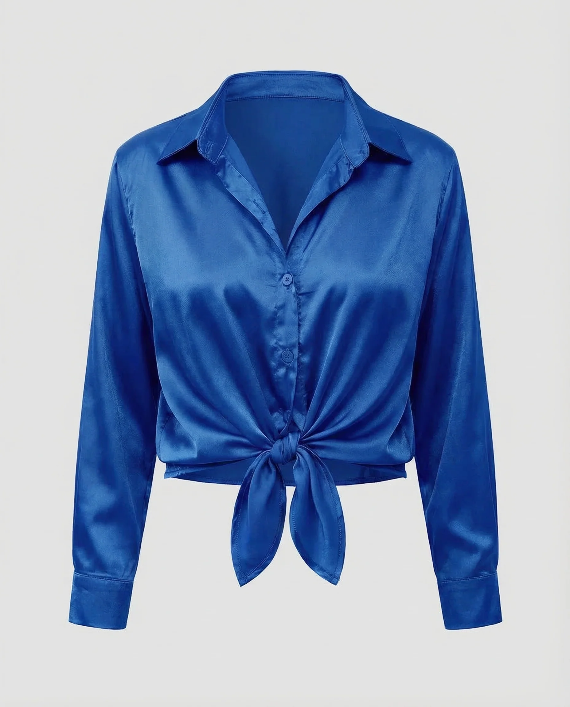 Damen Satinbluse Knoten - Image 27