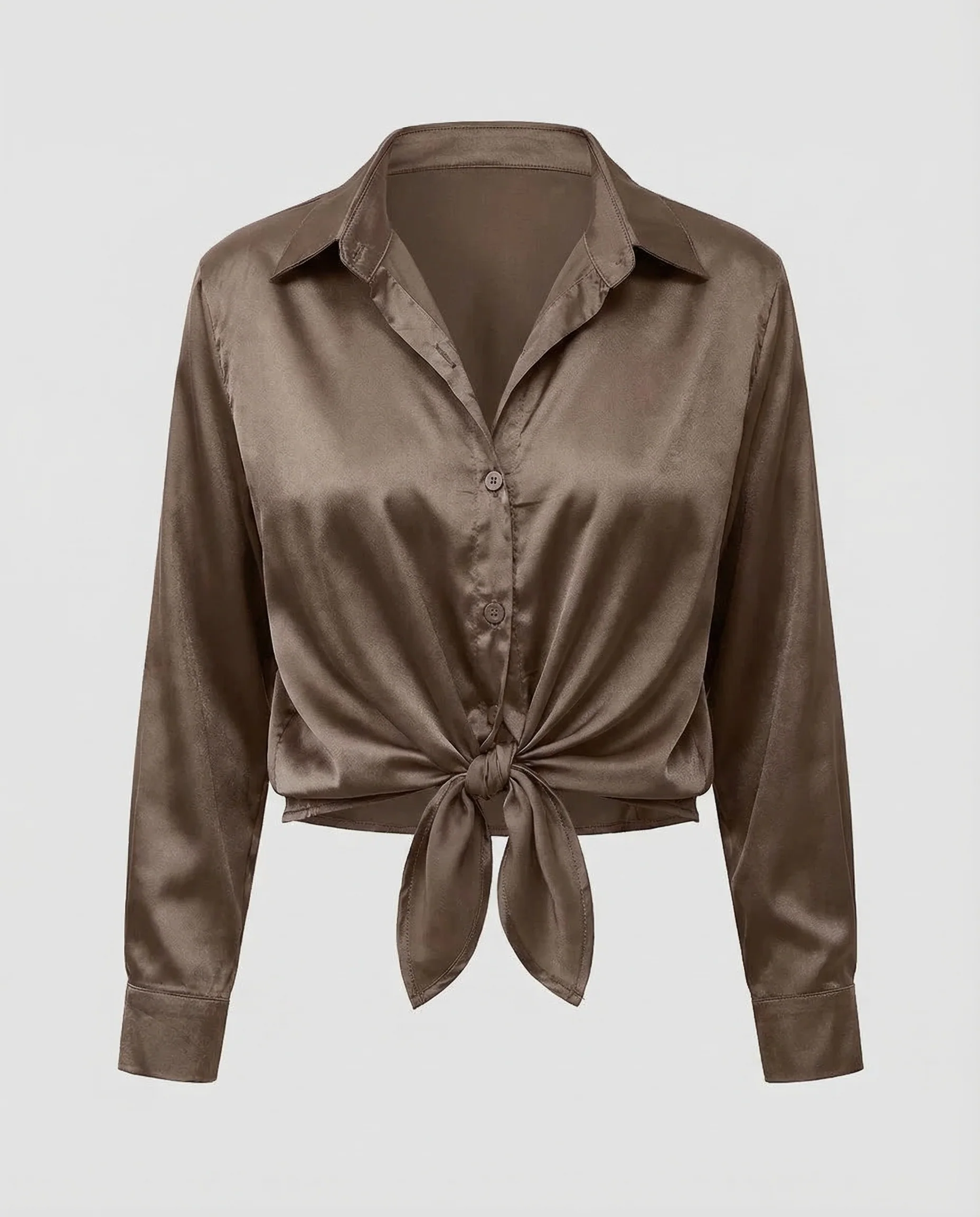 Damen Satinbluse Knoten - Image 5