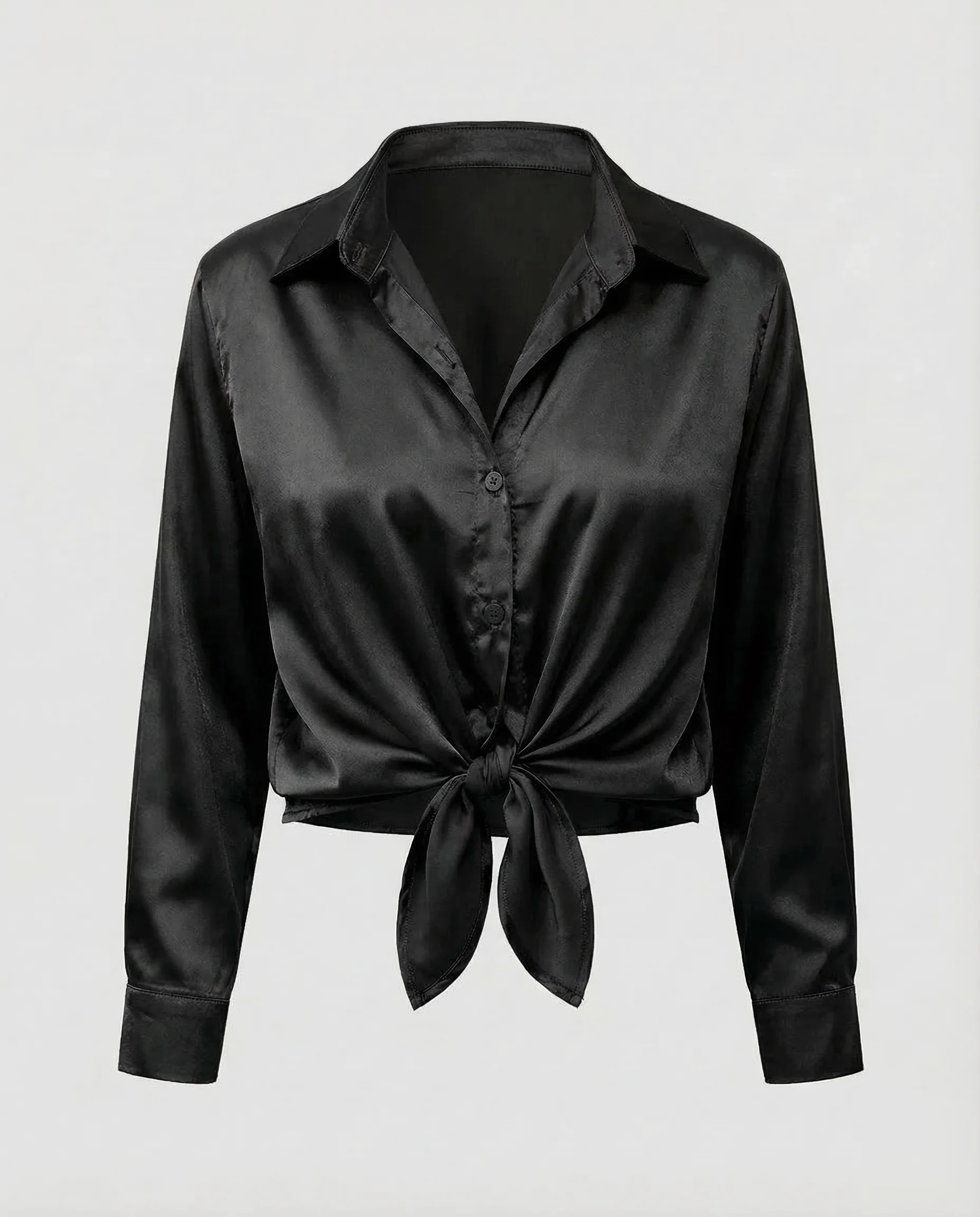 Damen Satinbluse Knoten - Image 6