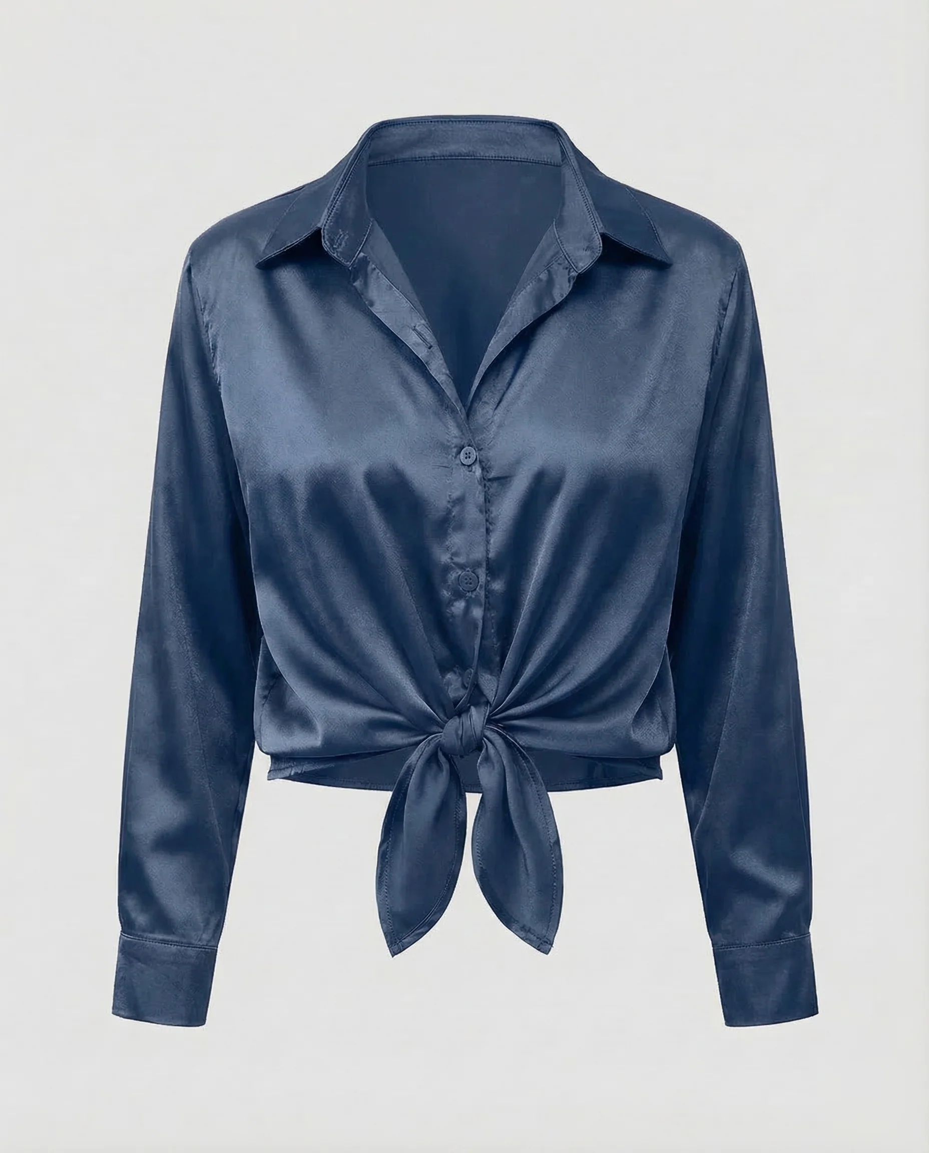 Damen Satinbluse Knoten - Image 7