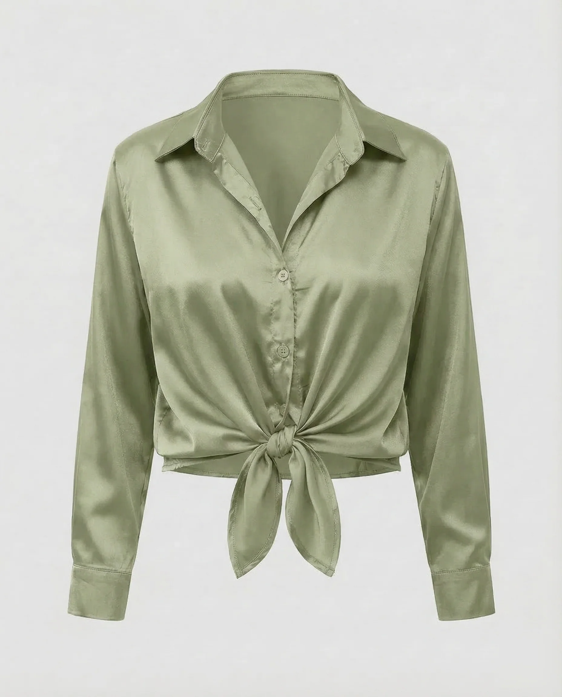 Damen Satinbluse Knoten - Image 8