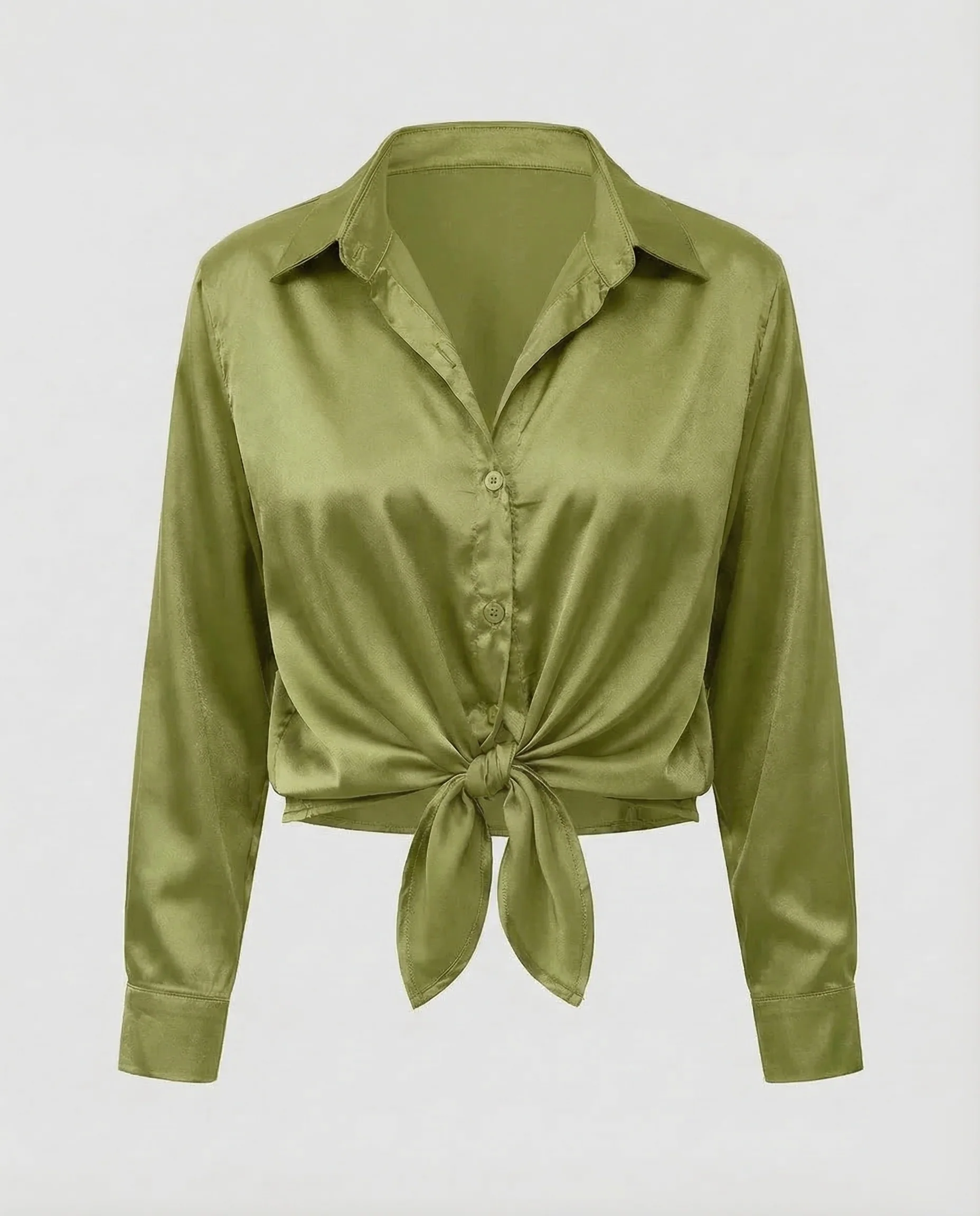 Damen Satinbluse Knoten - Image 9