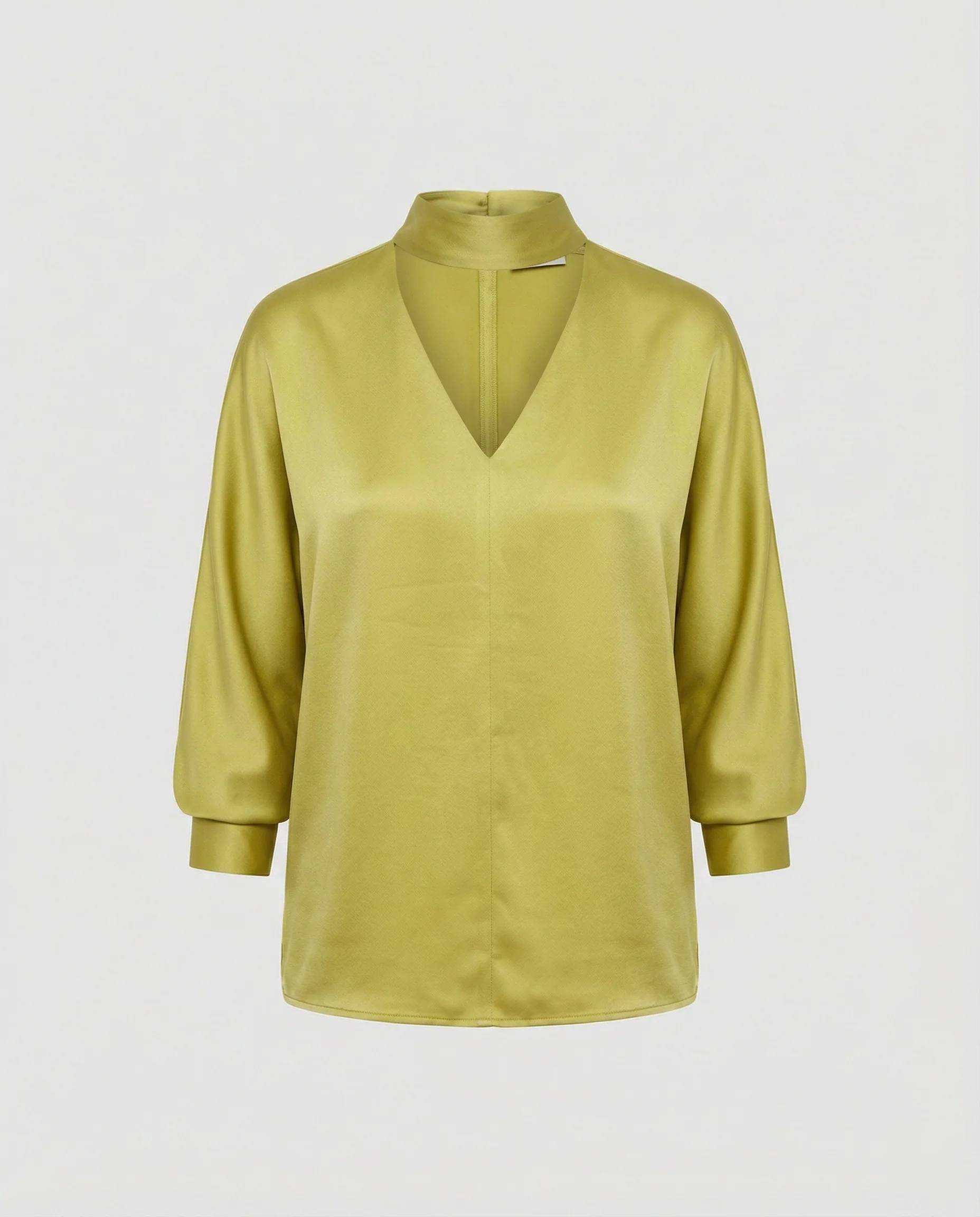 Damen Satinbluse elegant mit Stehkragen