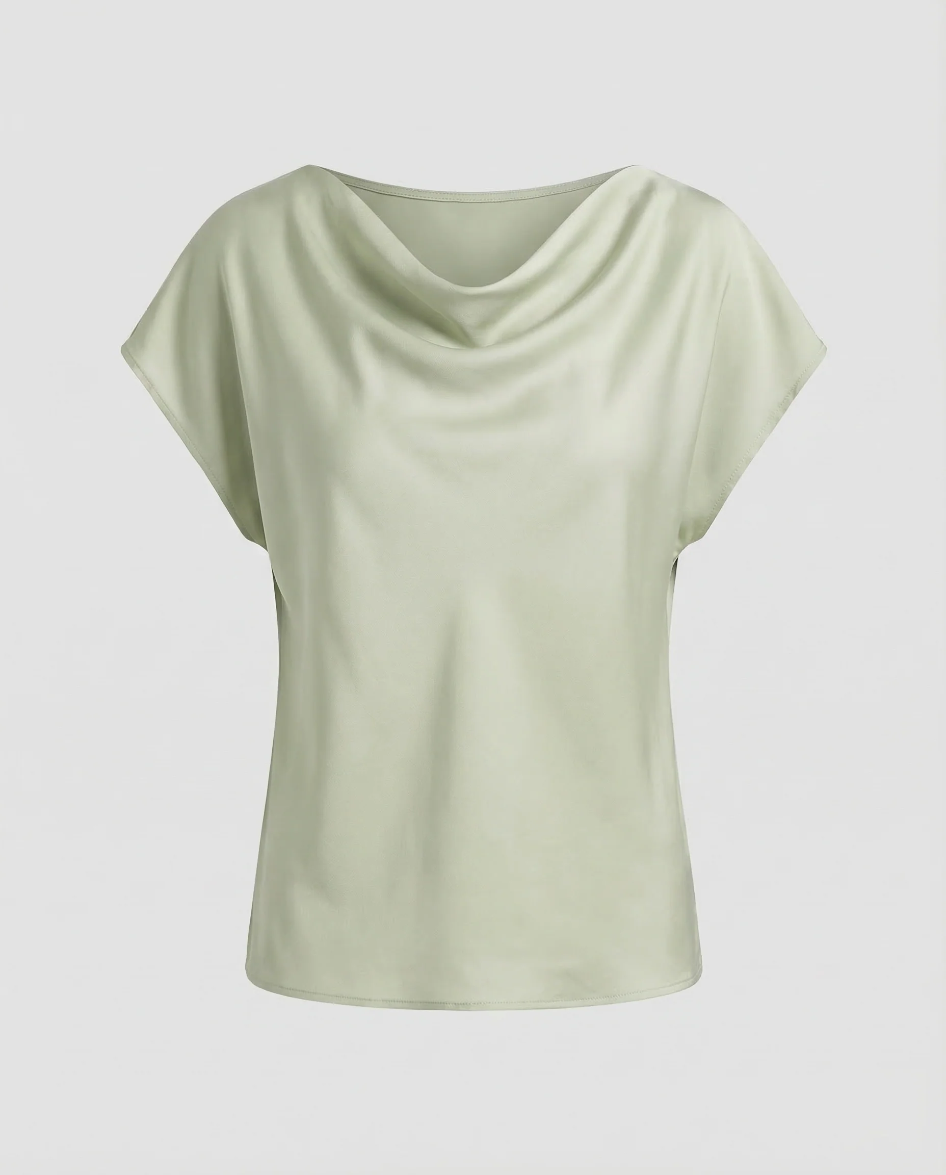 Damen Satinbluse Wasserfallkragen - Image 5