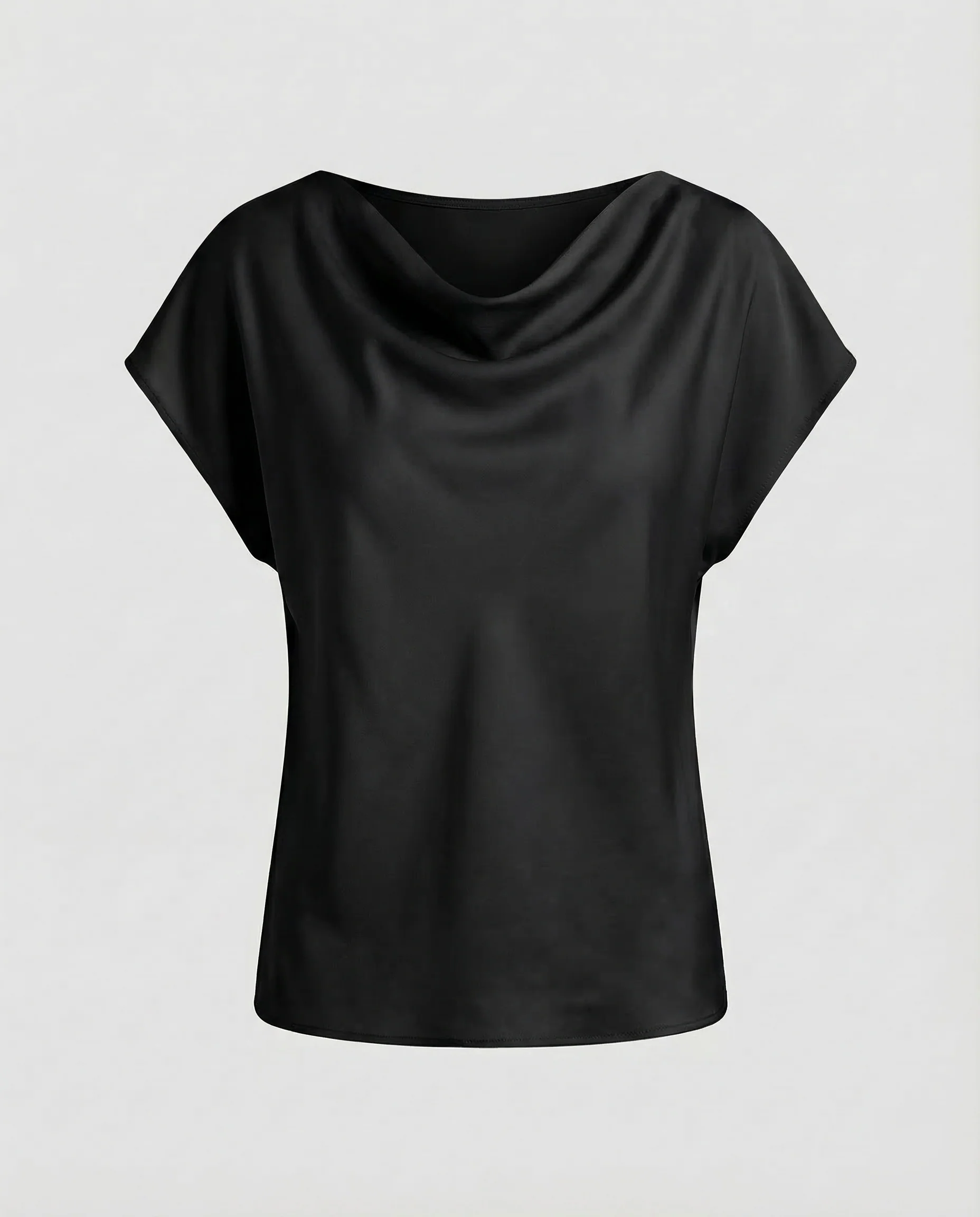 Damen Satinbluse Wasserfallkragen - Image 7