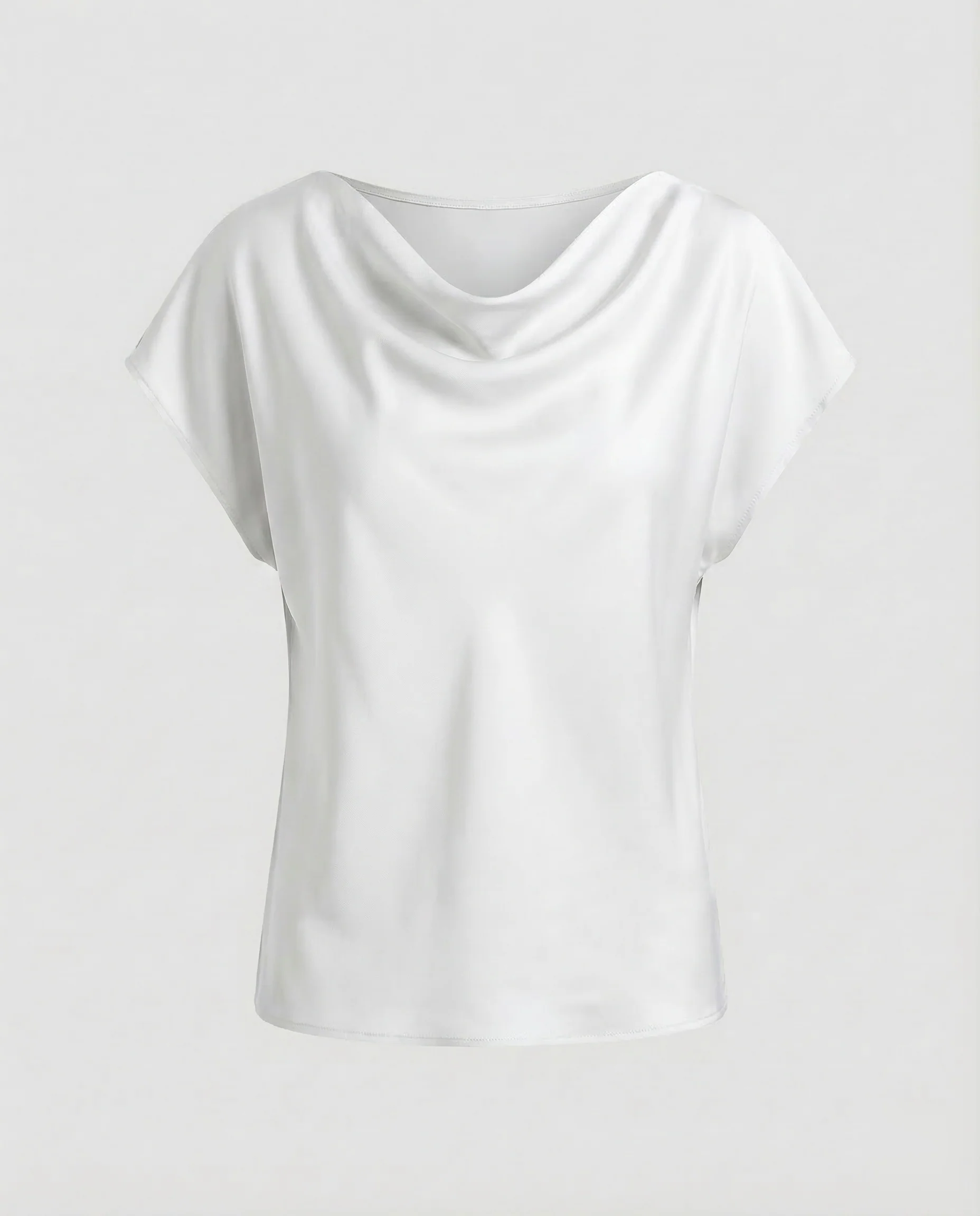 Damen Satinbluse Wasserfallkragen - Image 8