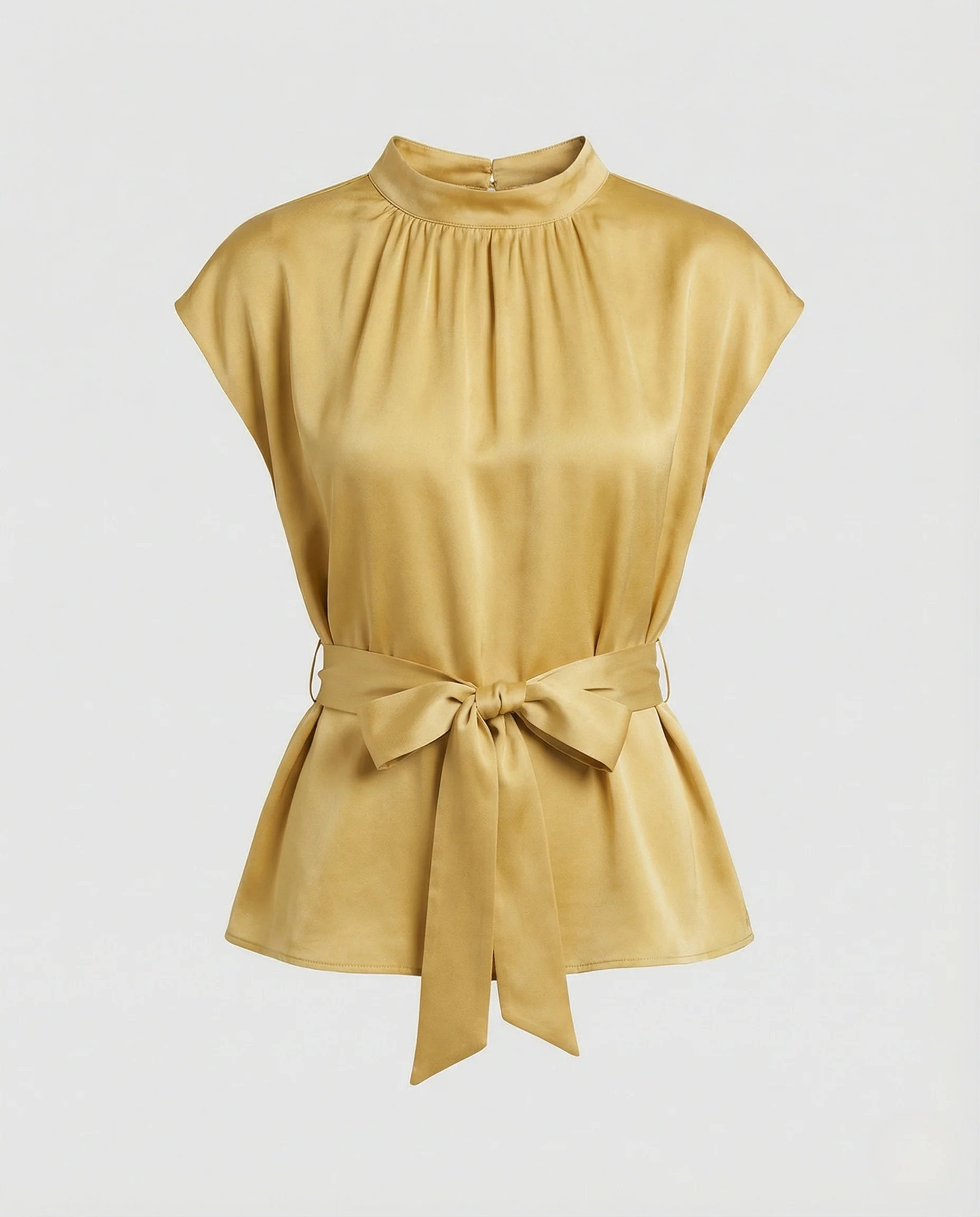 Damen Satin Schärpenbluse mit Stehkragen - Image 6