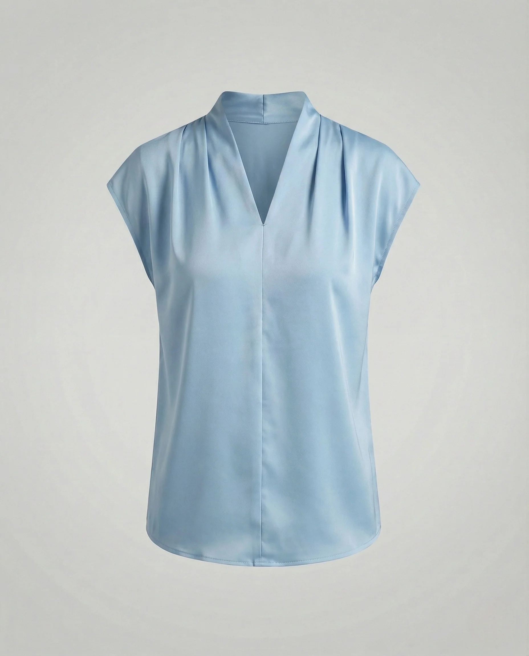 Damen Seidenoptik Bluse mit V-Ausschnitt - Image 5