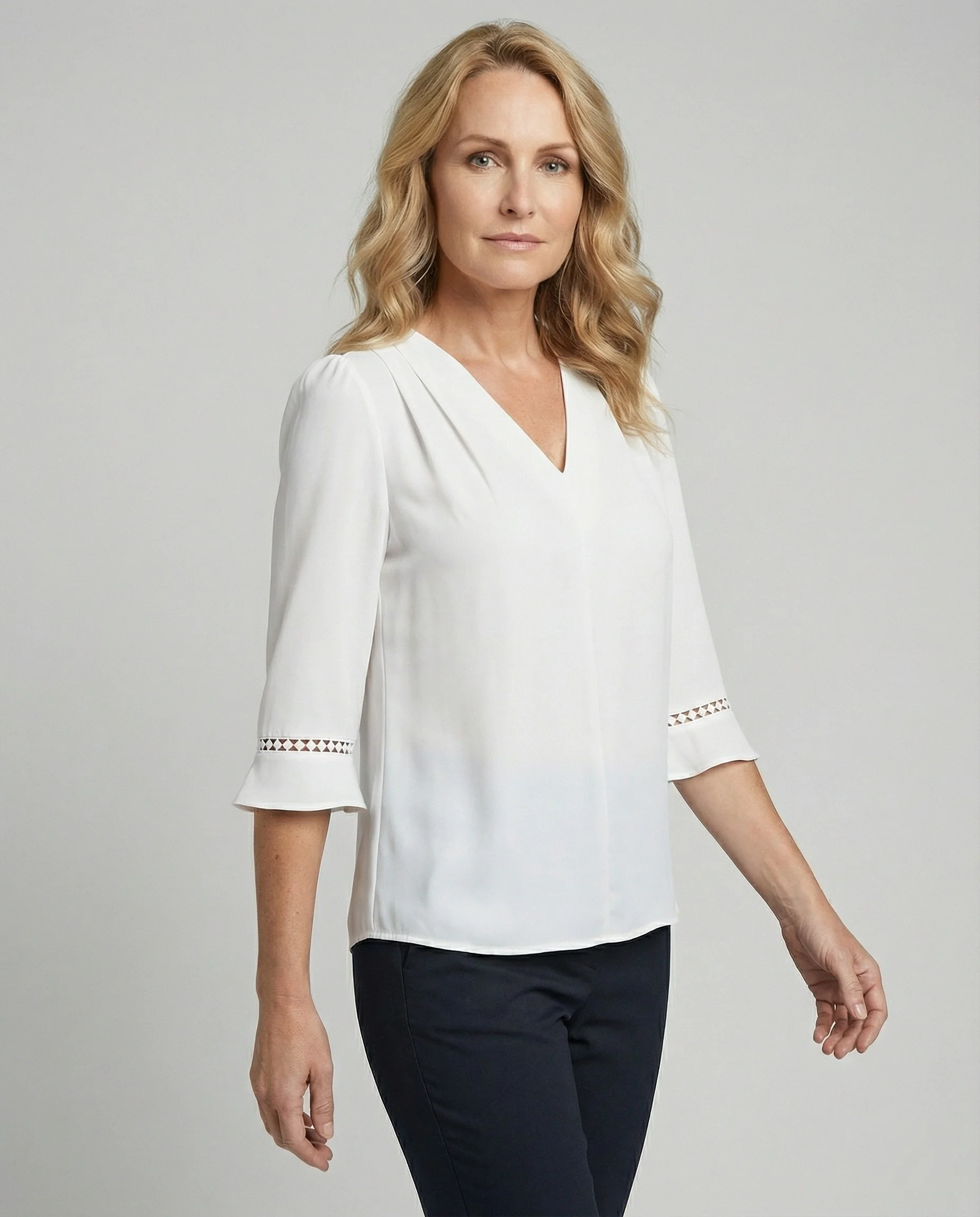 Damen Blusentop Damen V-Ausschnitt Crêpe