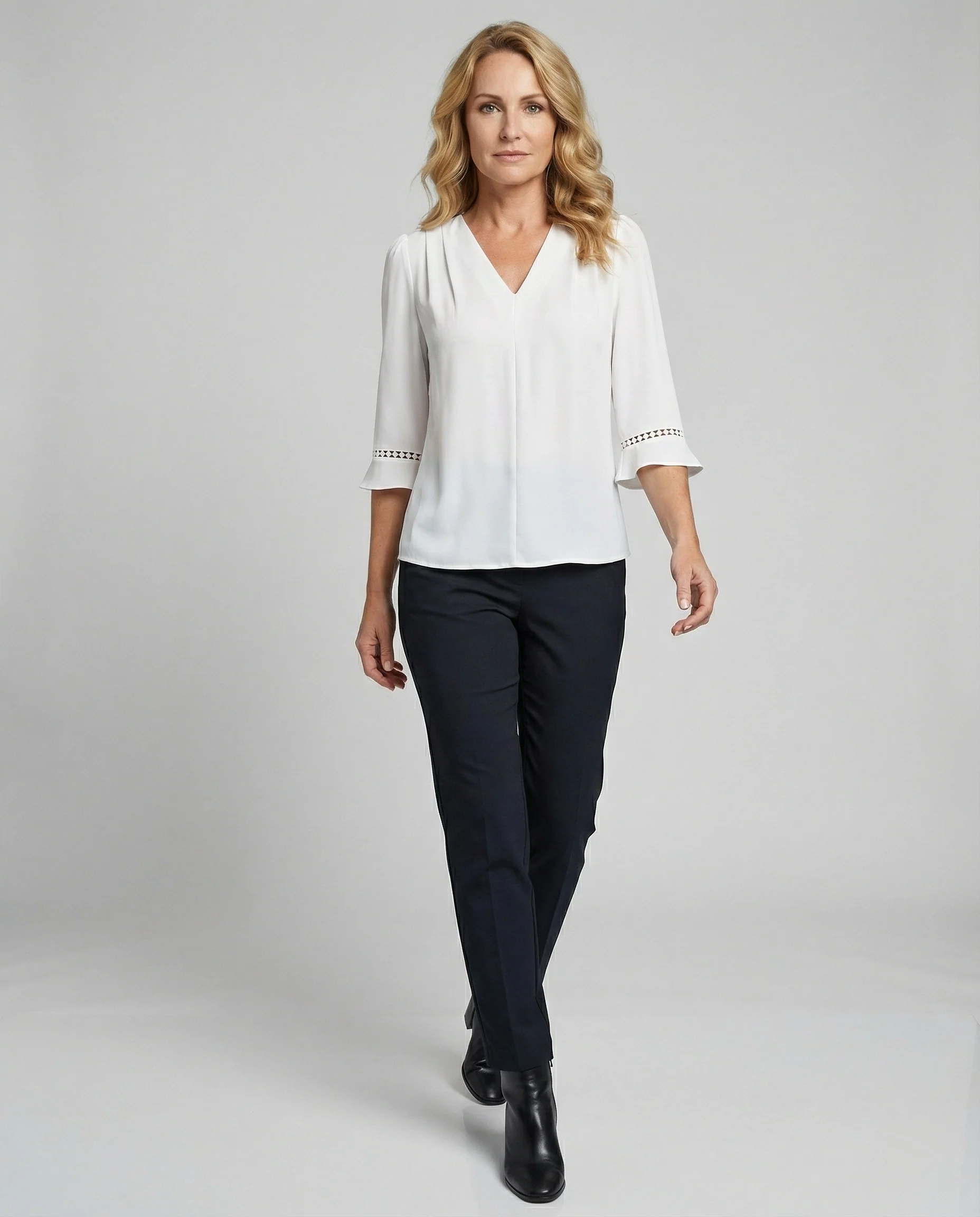 Damen Blusentop Damen V-Ausschnitt Crêpe - Image 2