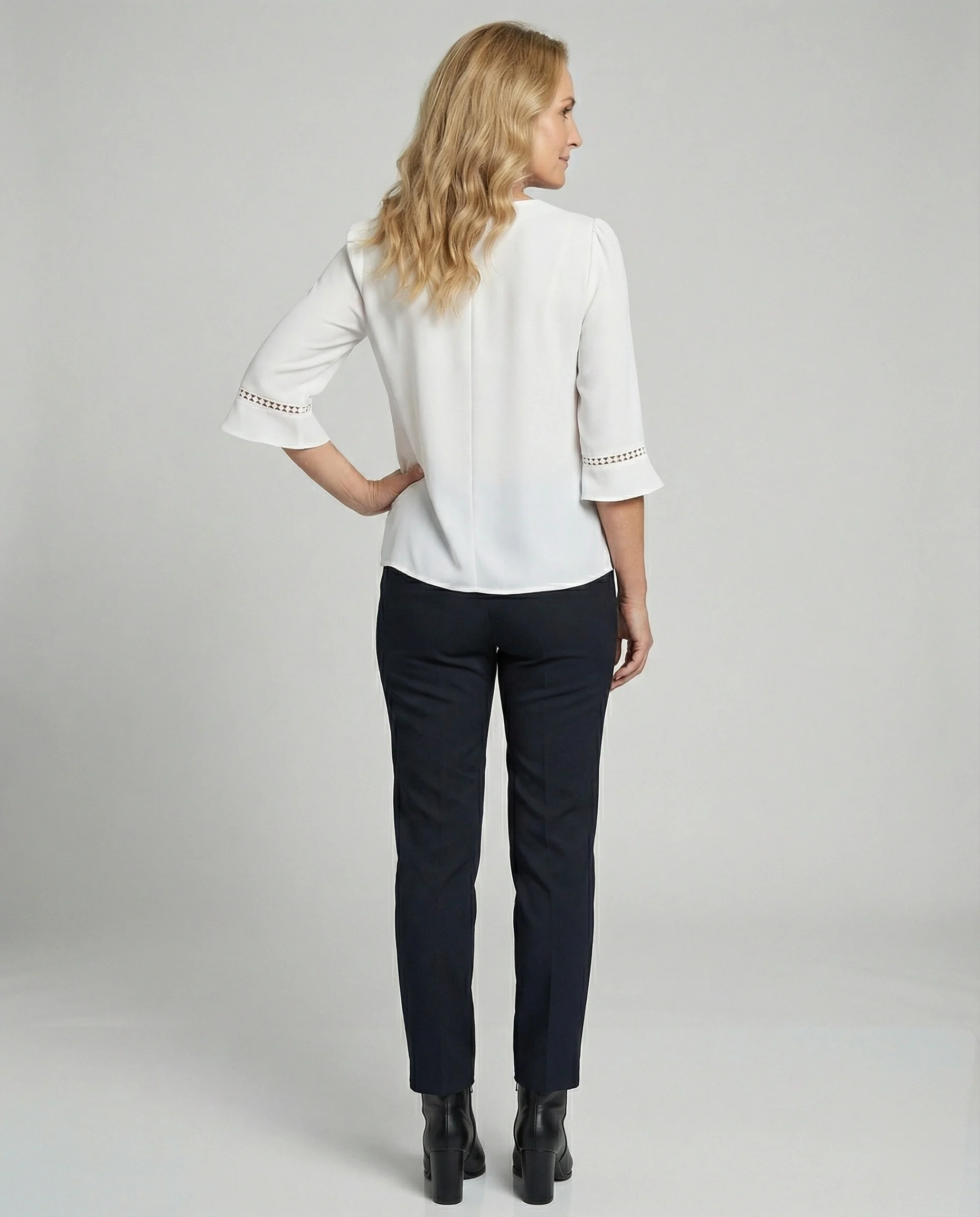 Damen Blusentop Damen V-Ausschnitt Crêpe - Image 3