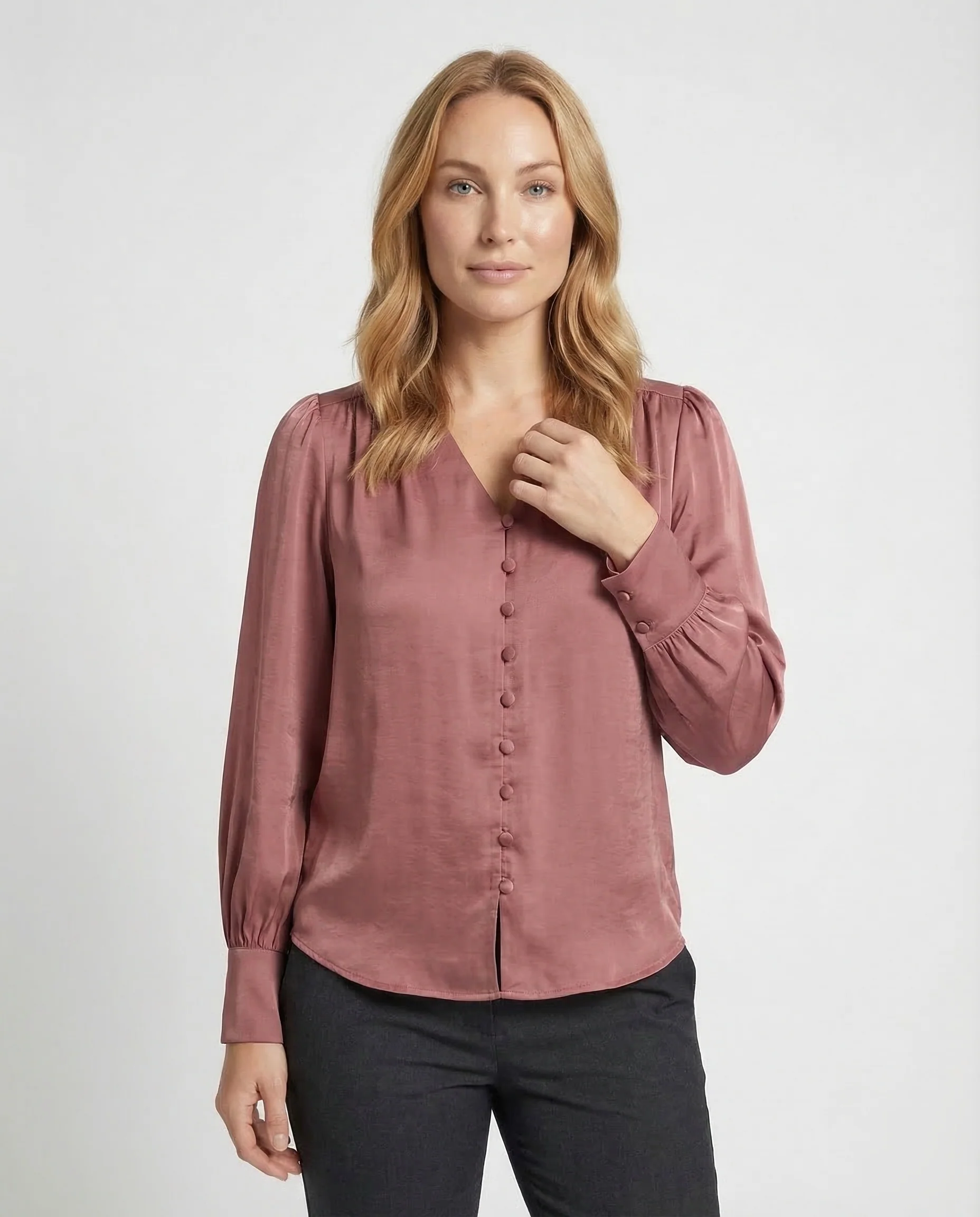 Damen V Ausschnitt Bluse Elegant - Image 2