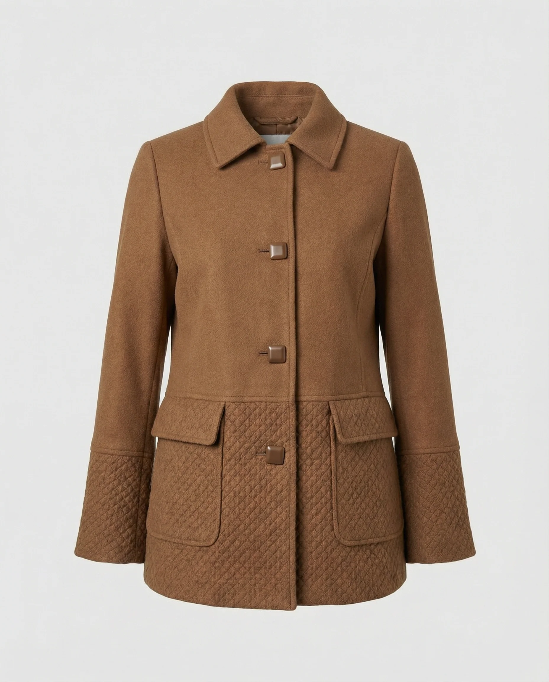 Elegante Wolljacke mit übergroßem Kragen, weiter Schnitt und diagonaler Strickstruktur Heidi Mode - Image 4
