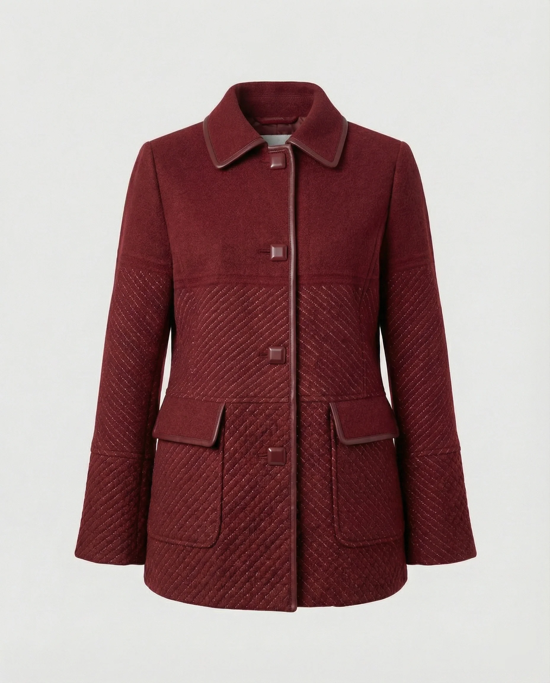 Elegante Wolljacke mit übergroßem Kragen, weiter Schnitt und diagonaler Strickstruktur Heidi Mode - Image 7