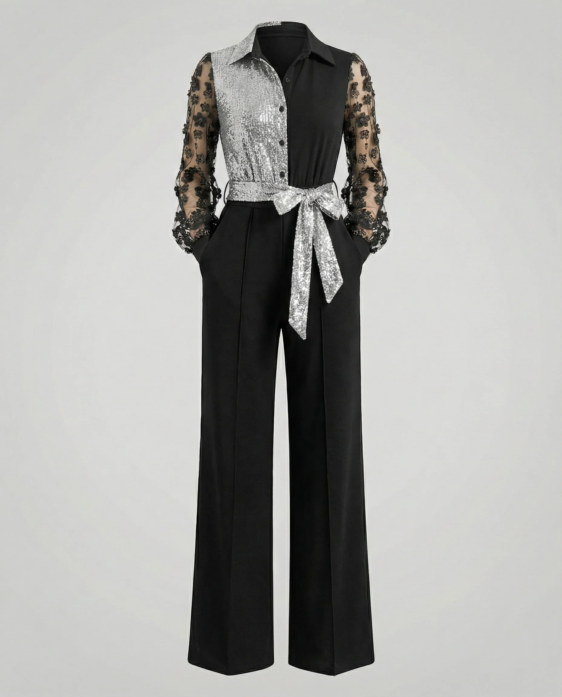 Damen Jumpsuit Damen elegant Spitze - Image 6