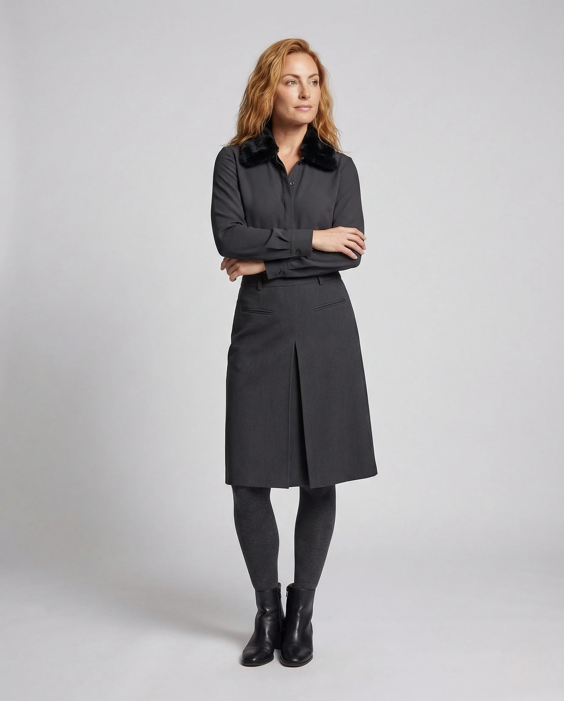 Damen Wollrock Knielang A-Linie
