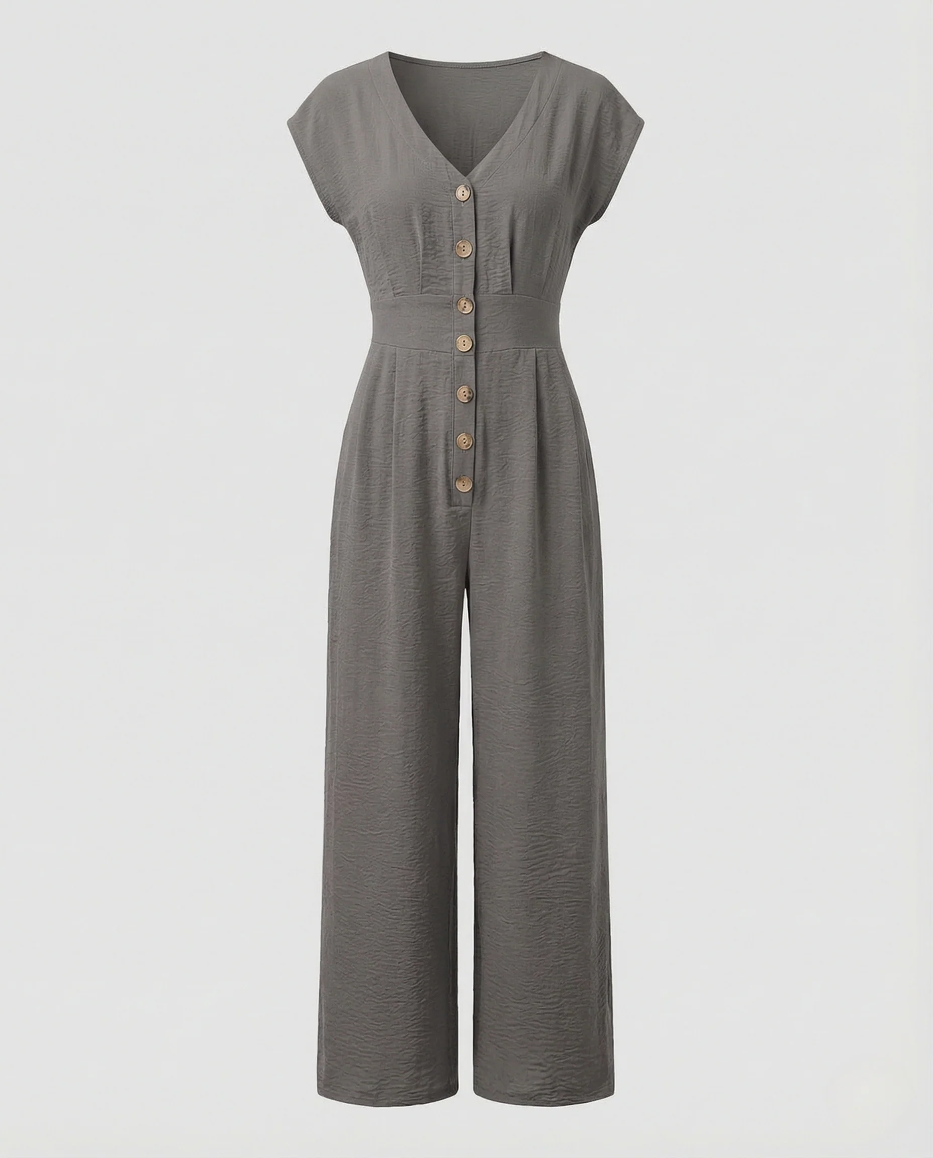 Damen Eleganter Overall mit V-Ausschnitt und weitem Bein - Image 5