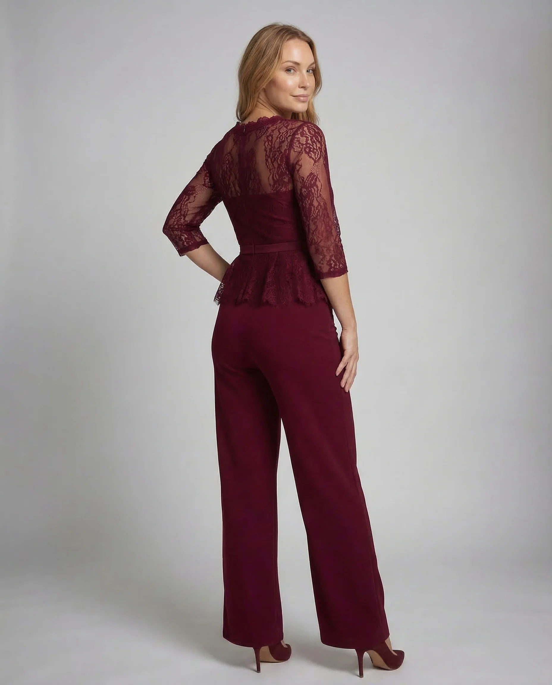 Damen Jumpsuit elegant transparent Spitze - Image 3