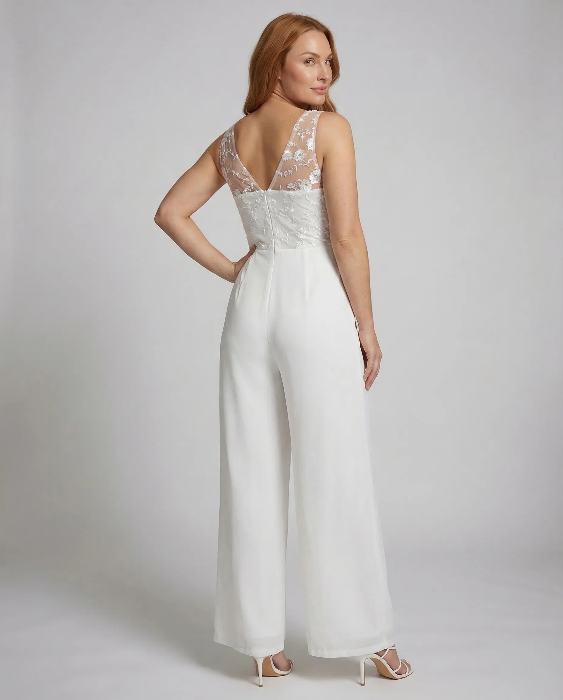 Damen Jumpsuit Spitze V-Ausschnitt - Image 3