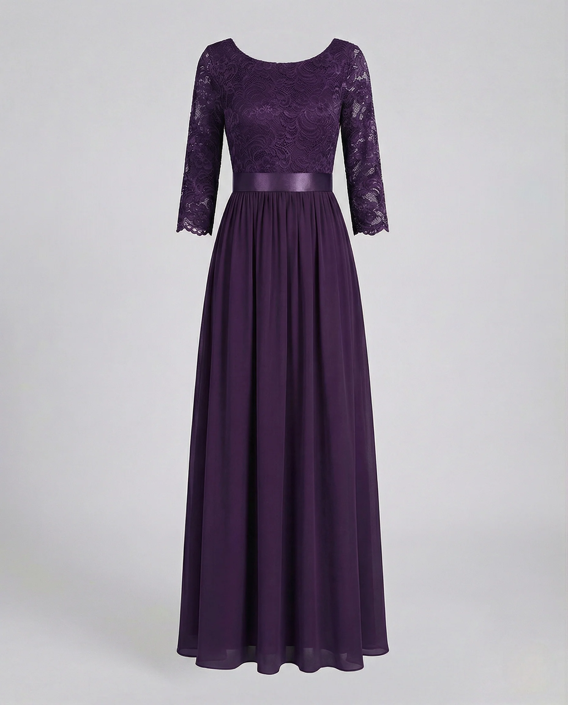 Damen Abendkleid lang Spitze Chiffon - Image 4