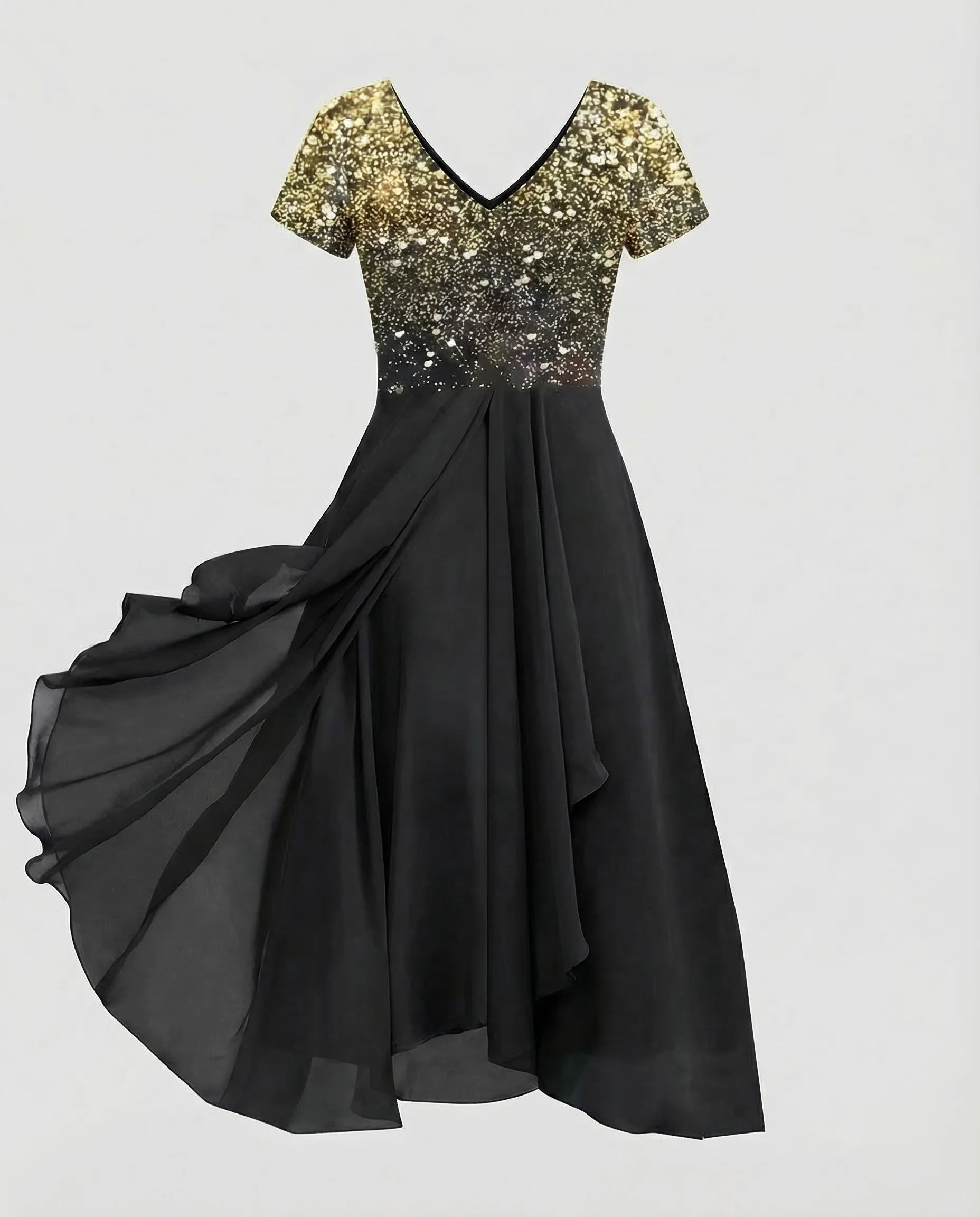 Damen Abendkleid lang Pailletten Tüll - Image 6