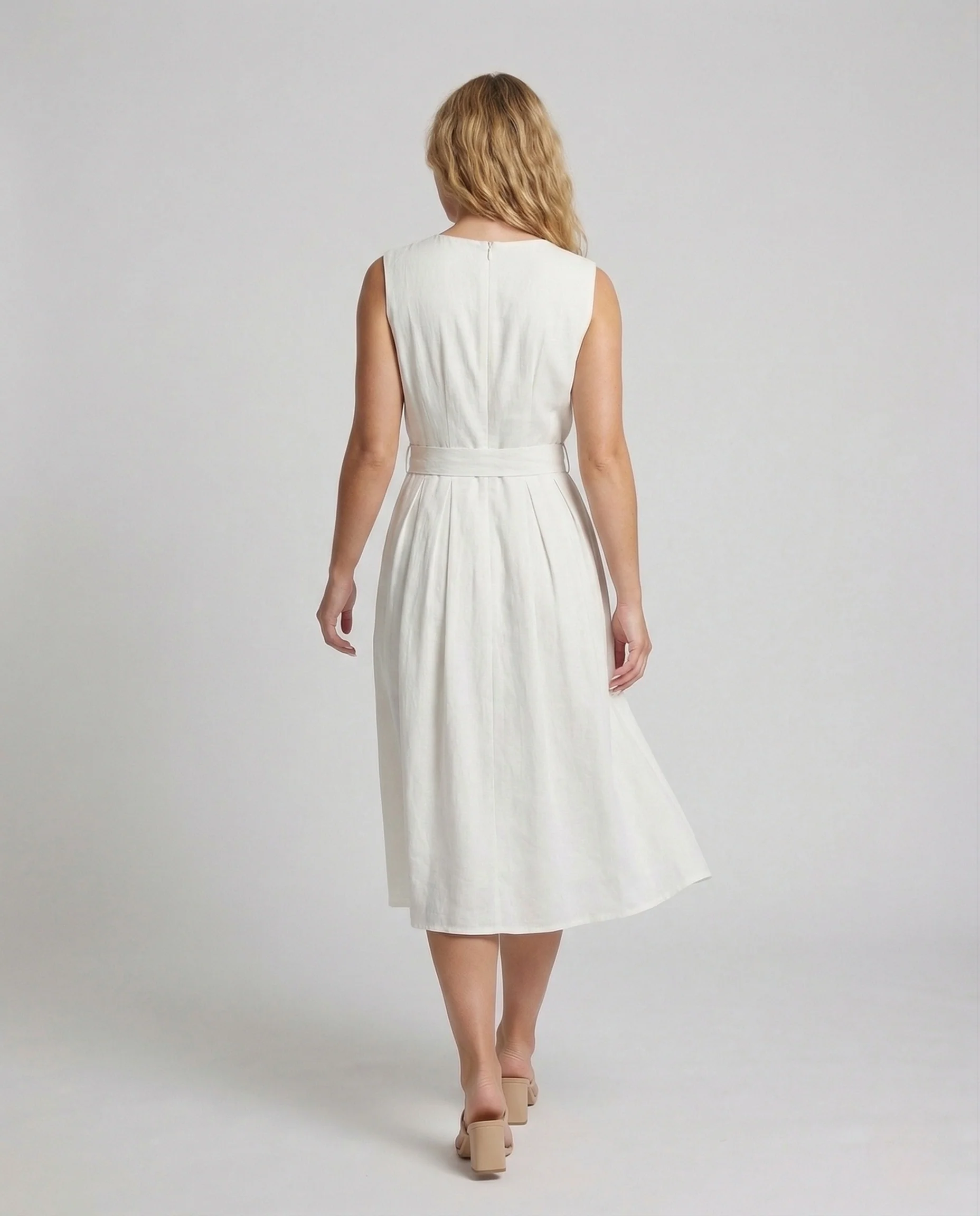 Damen Elegantes Ärmelloses Maxikleid mit Gürtel - Image 4