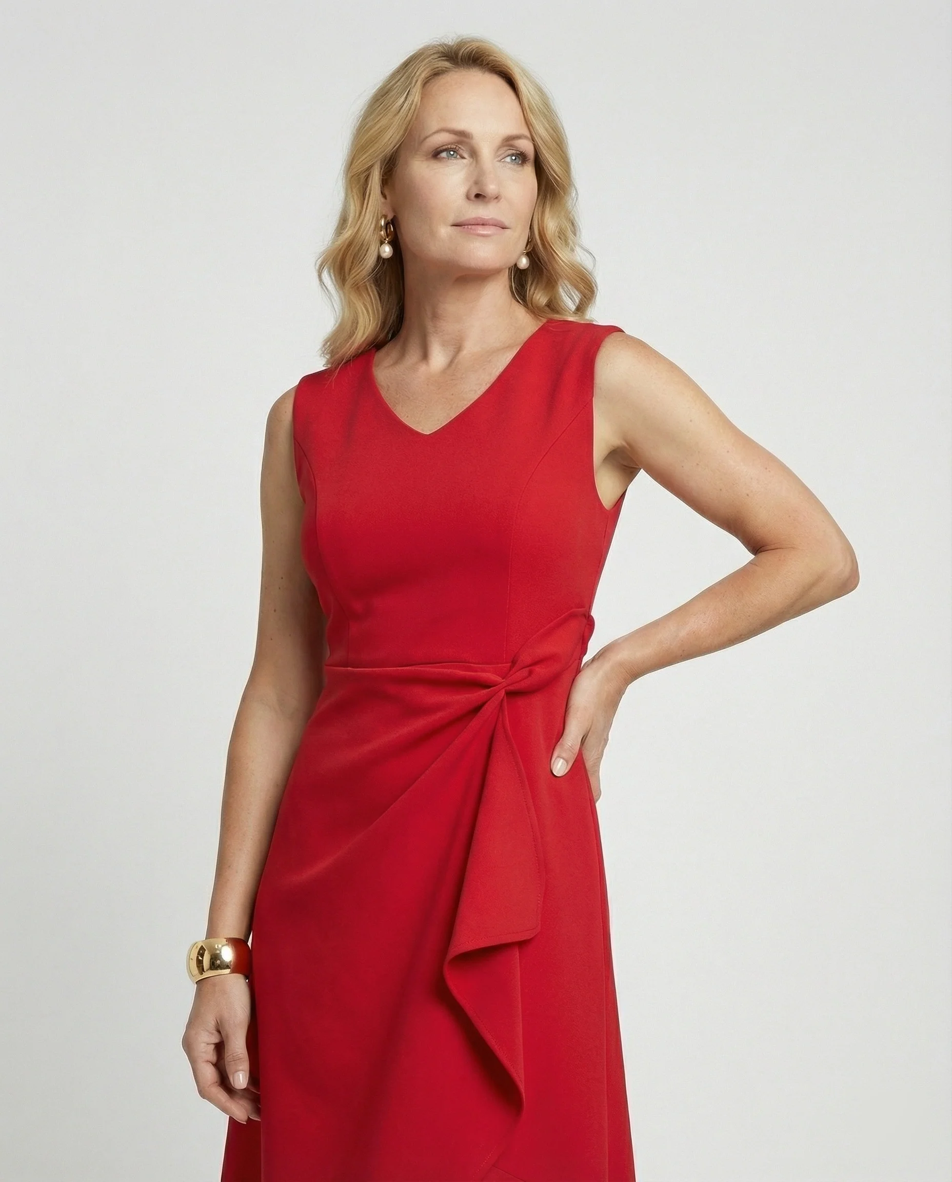 Damen Cocktailkleid Midi mit Wickeloptik - Image 5
