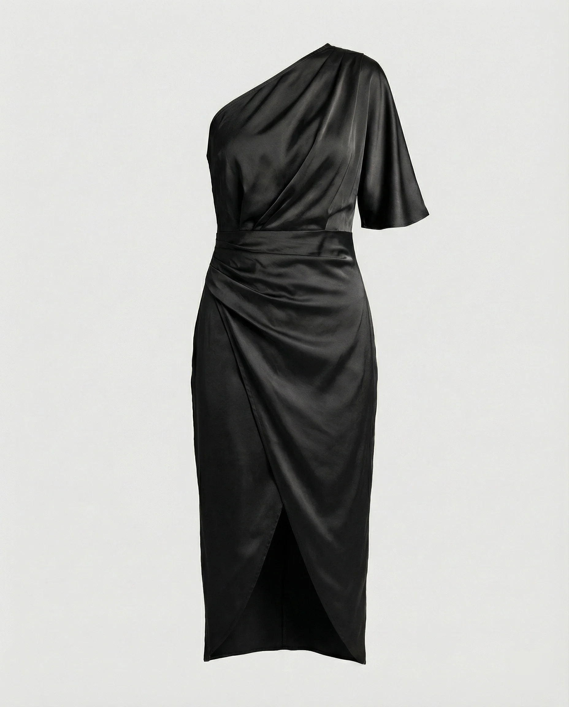 Elegantes Abendkleid lang aus Satin mit Schlitz - Image 3