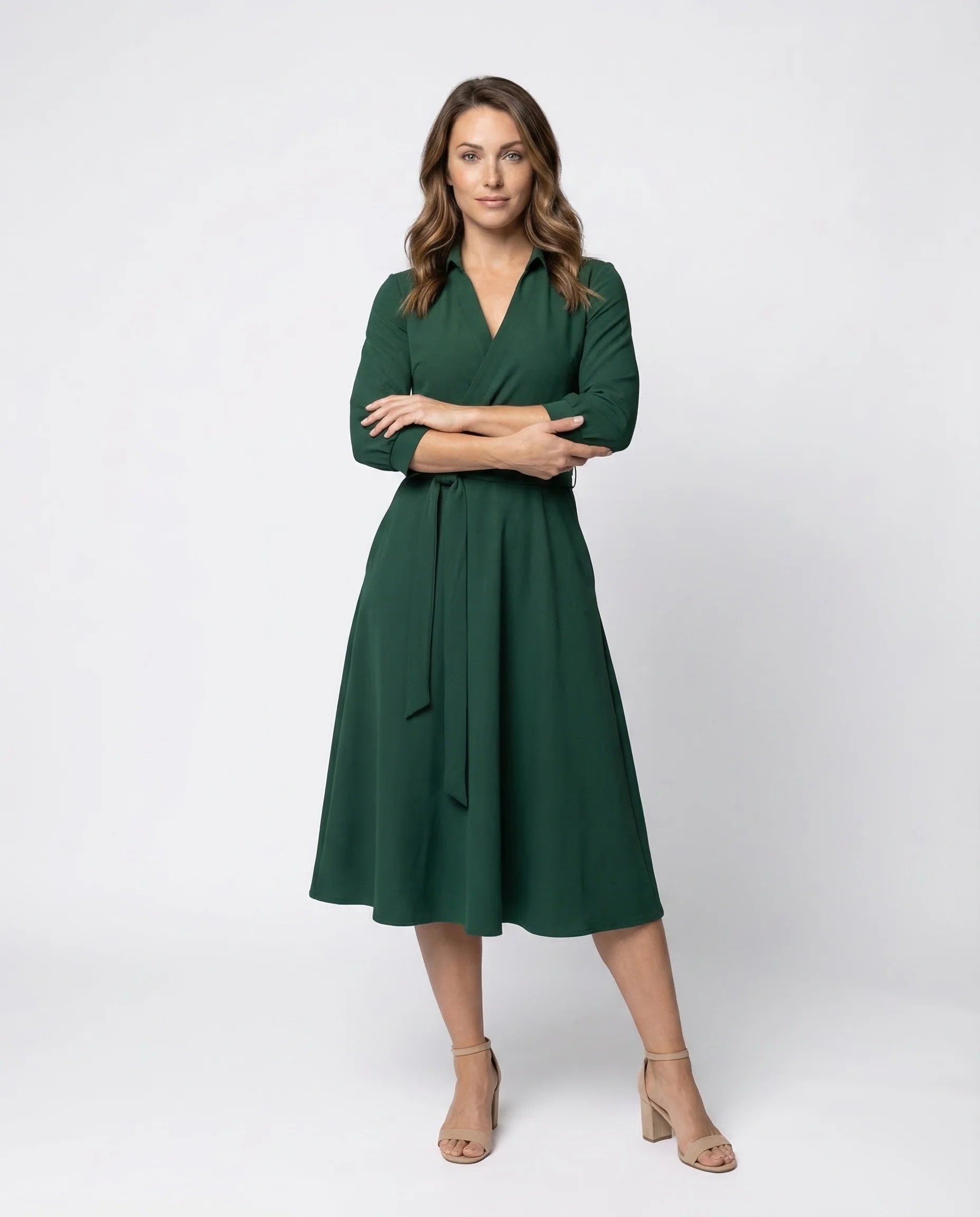 Freizeitkleid Damen Wickel Blusenkleid