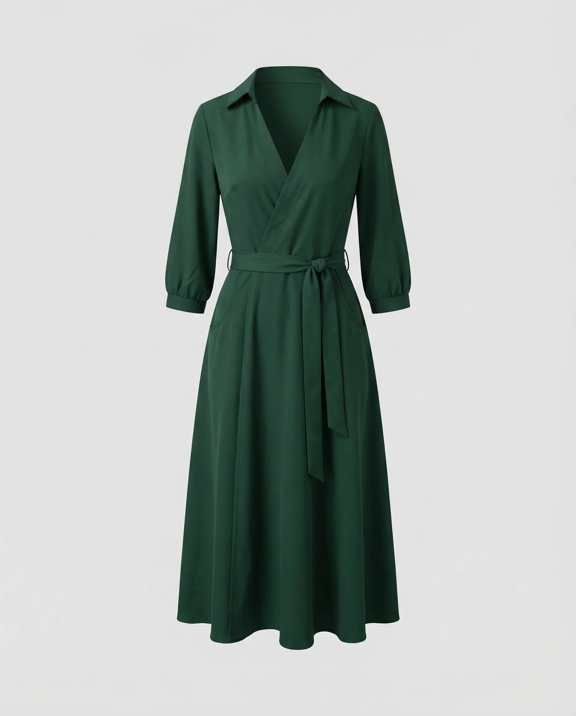 Freizeitkleid Damen Wickel Blusenkleid - Image 5