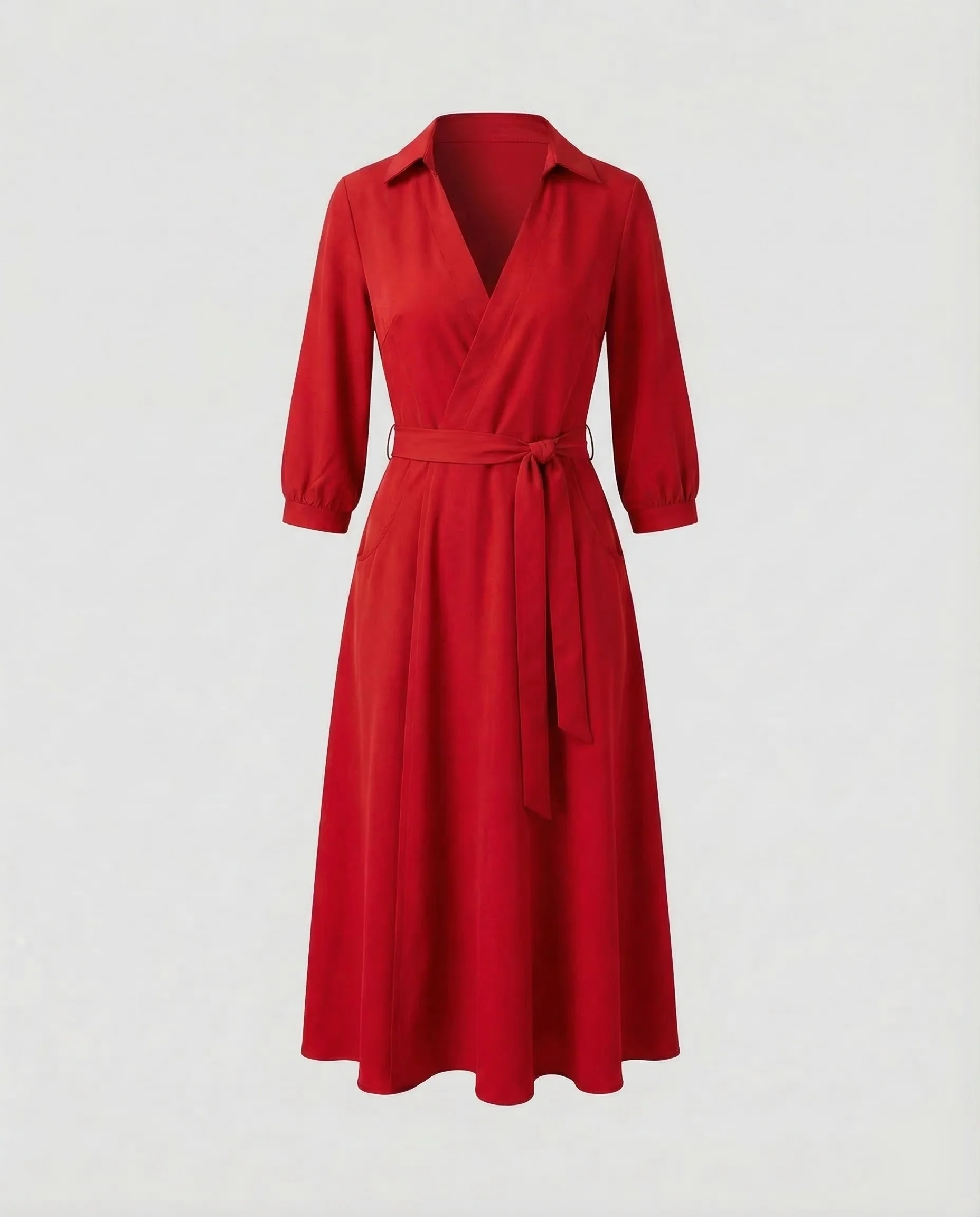 Freizeitkleid Damen Wickel Blusenkleid - Image 6