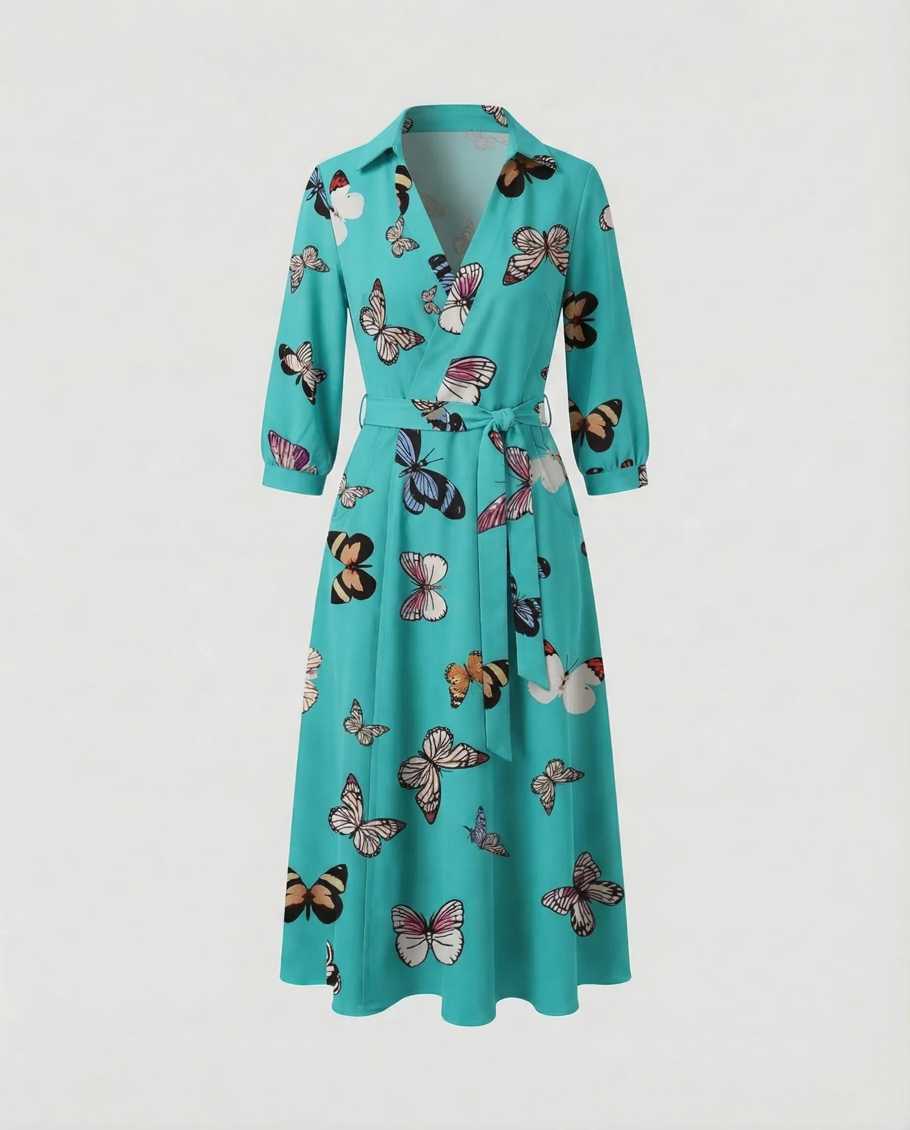 Freizeitkleid Damen Wickel Blusenkleid - Image 8