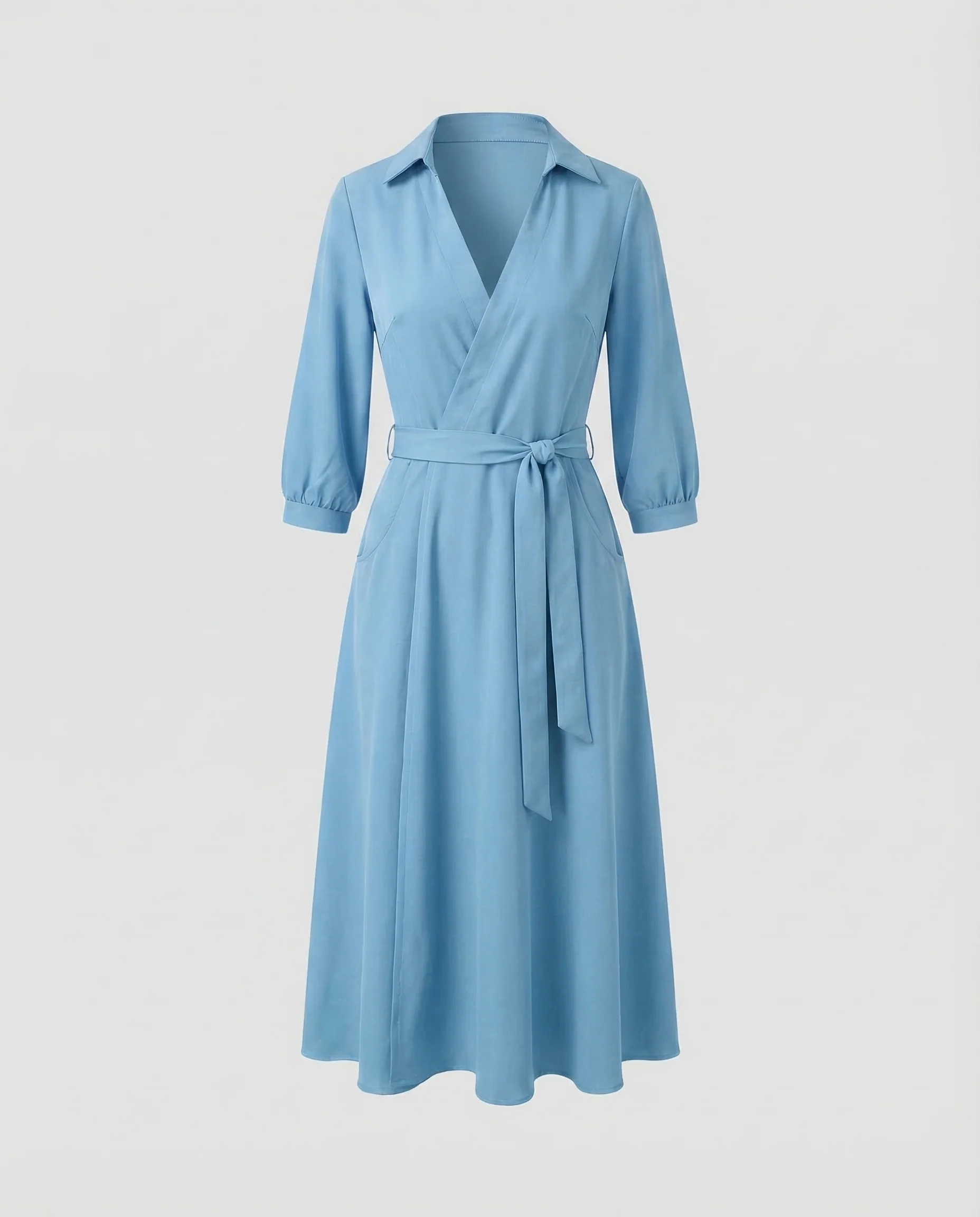Freizeitkleid Damen Wickel Blusenkleid - Image 9